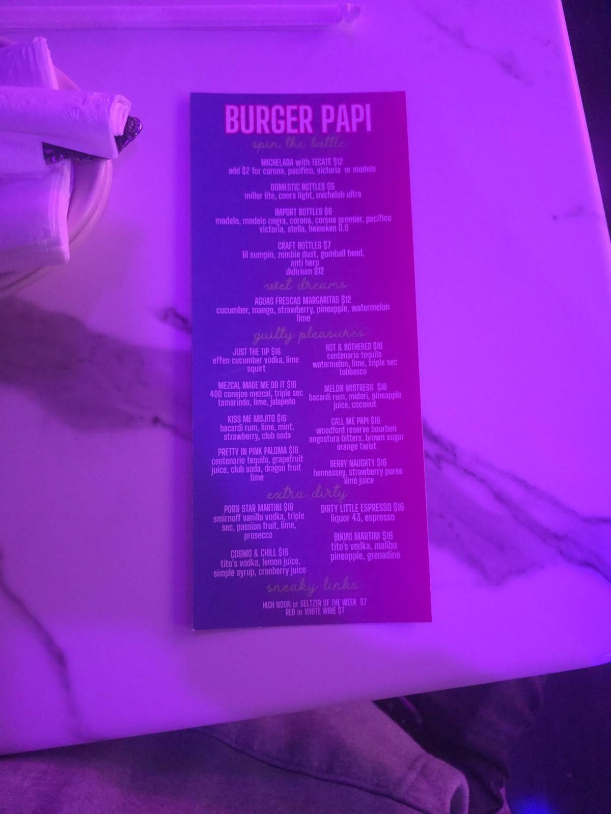 Burger Papi меню