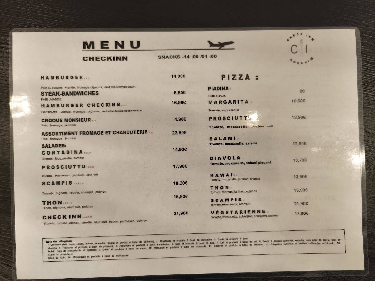 CHECK-INN меню
