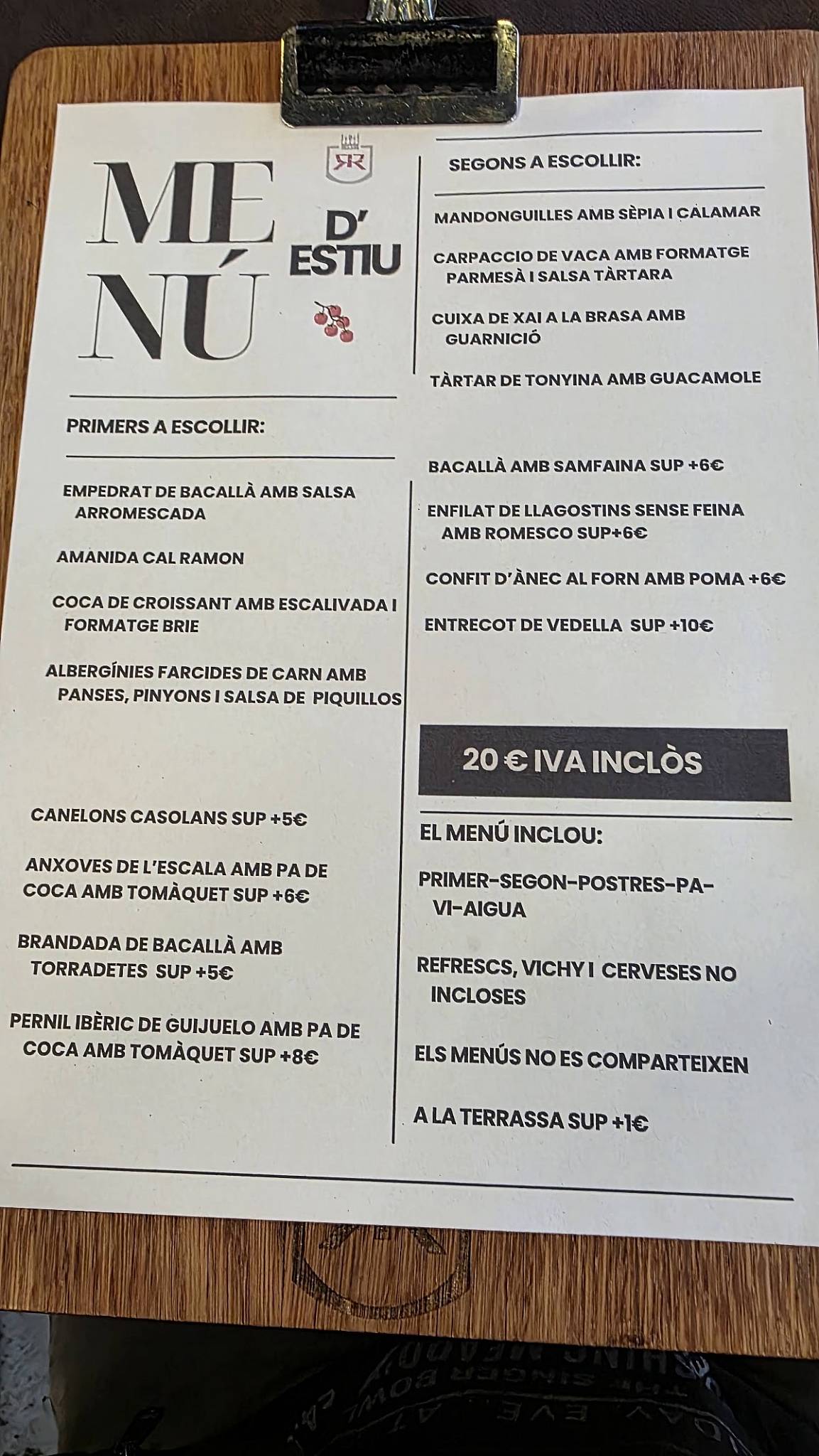 Restaurant Cal Ramon меню