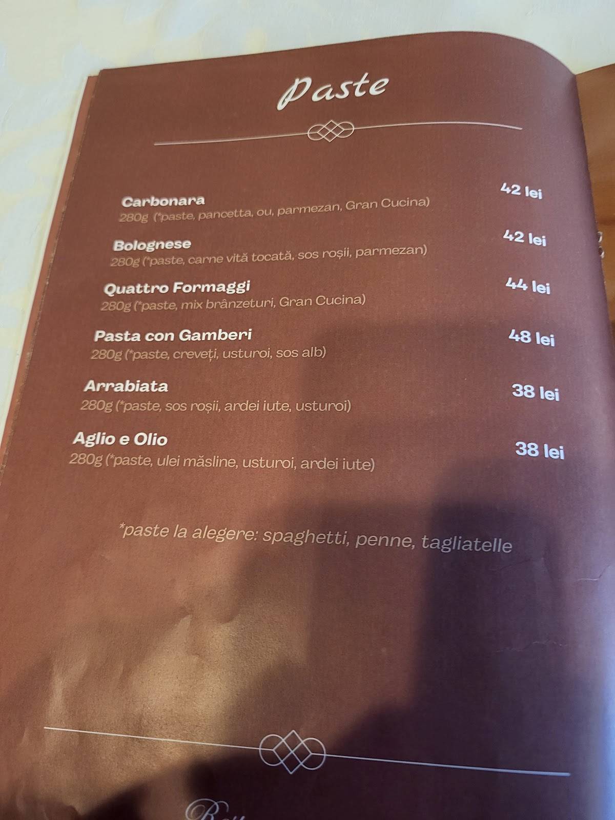 Restaurant Caprice меню