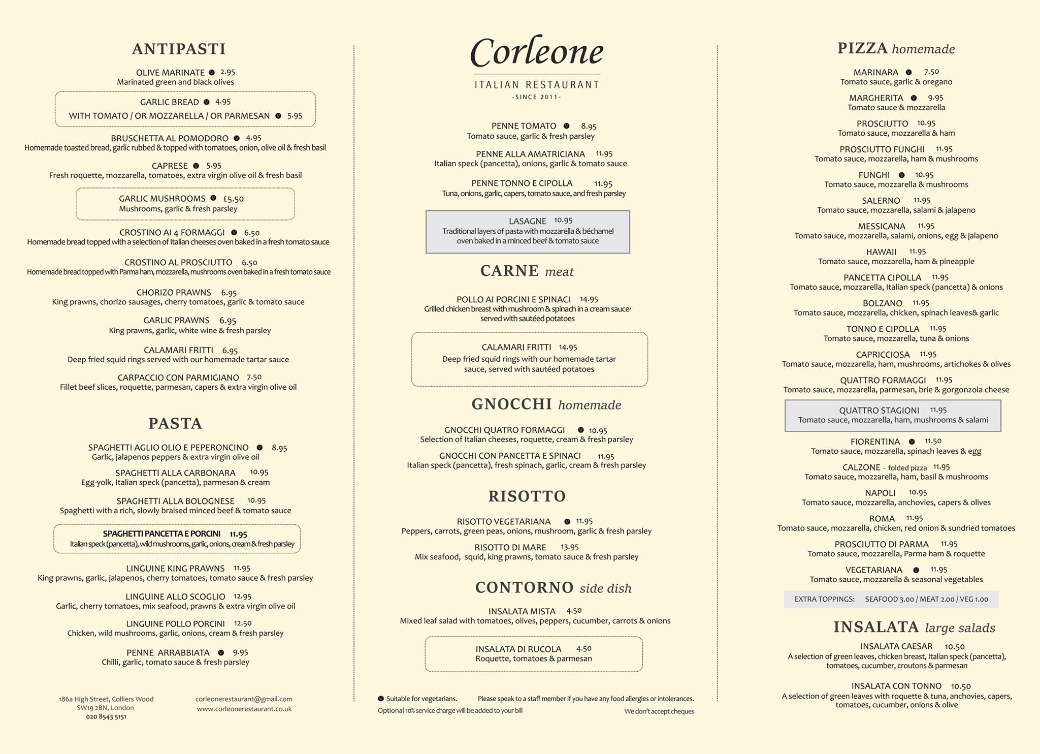 Corleone меню