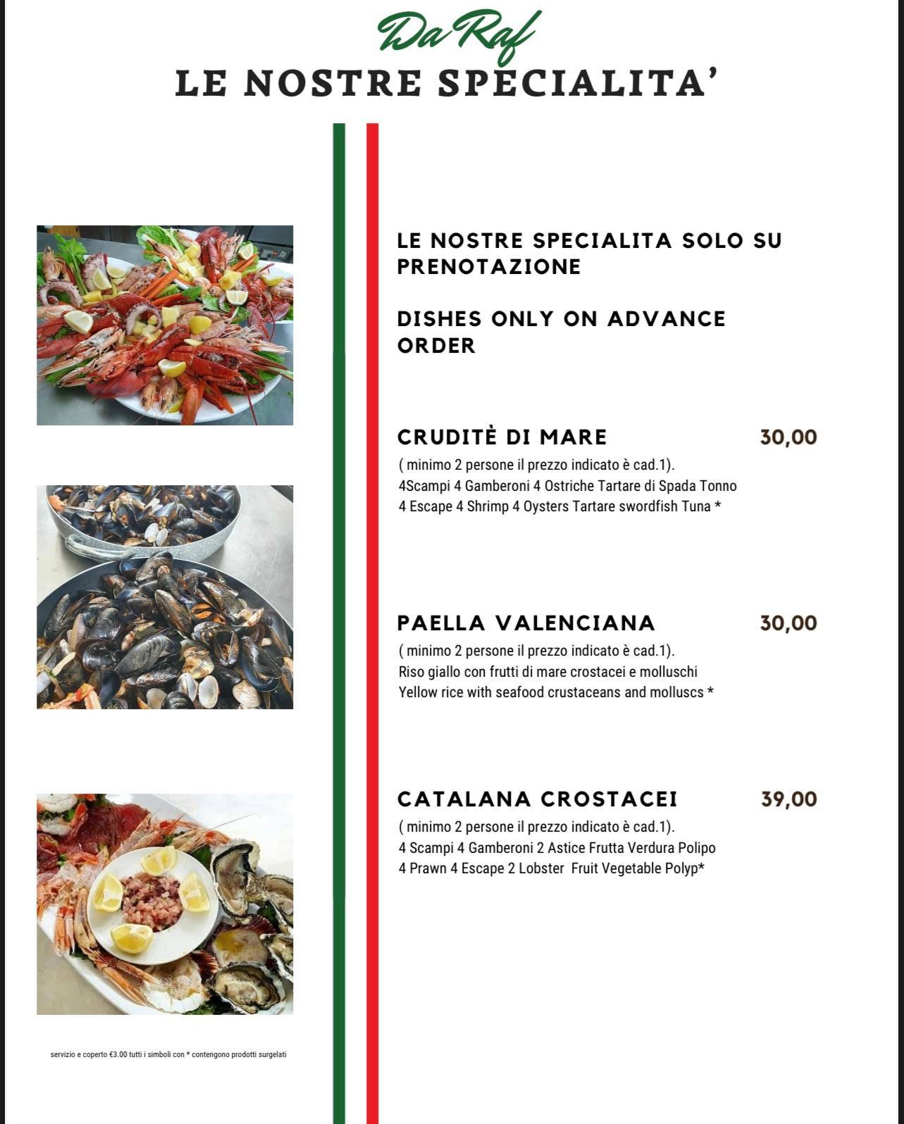 Ristorante Pizzeria Da Raf меню