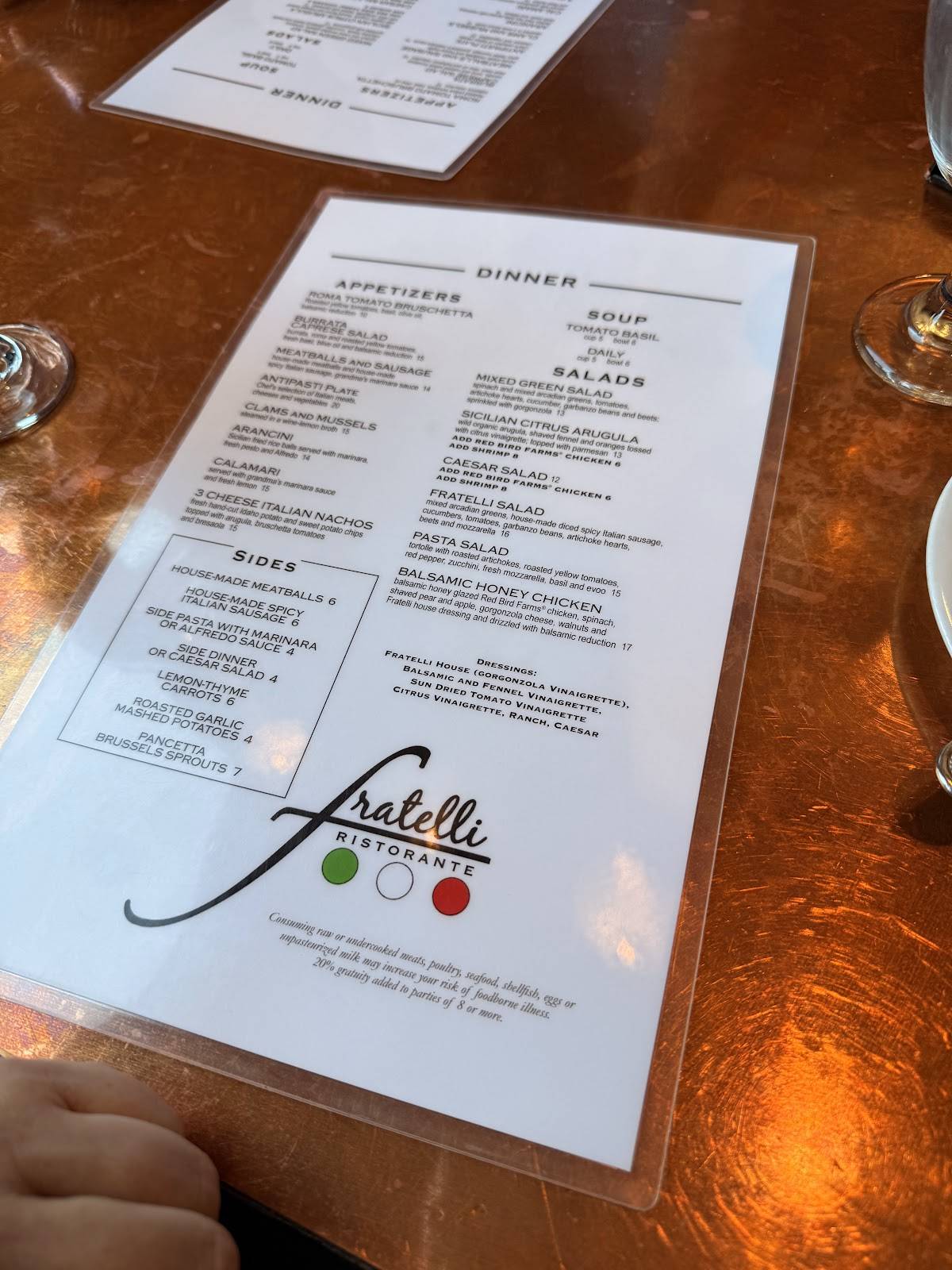 Fratelli Ristorante меню