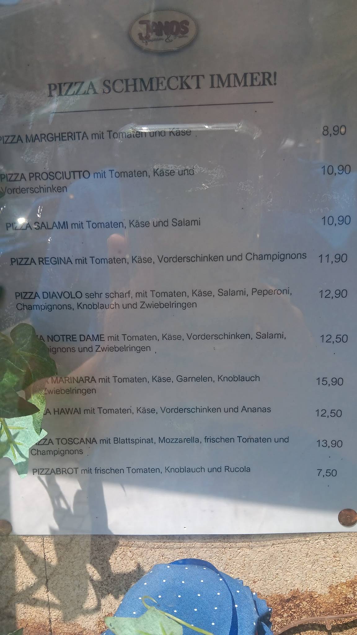 Restaurant Janos меню