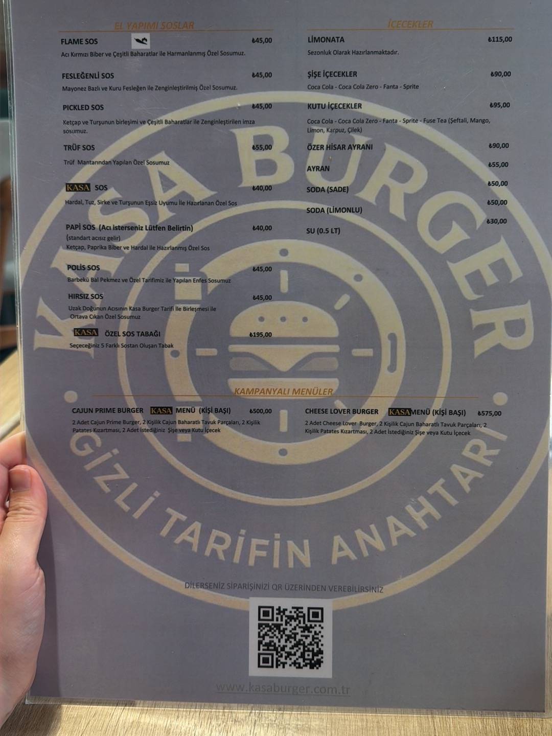 KASA Burger Rota İncek меню