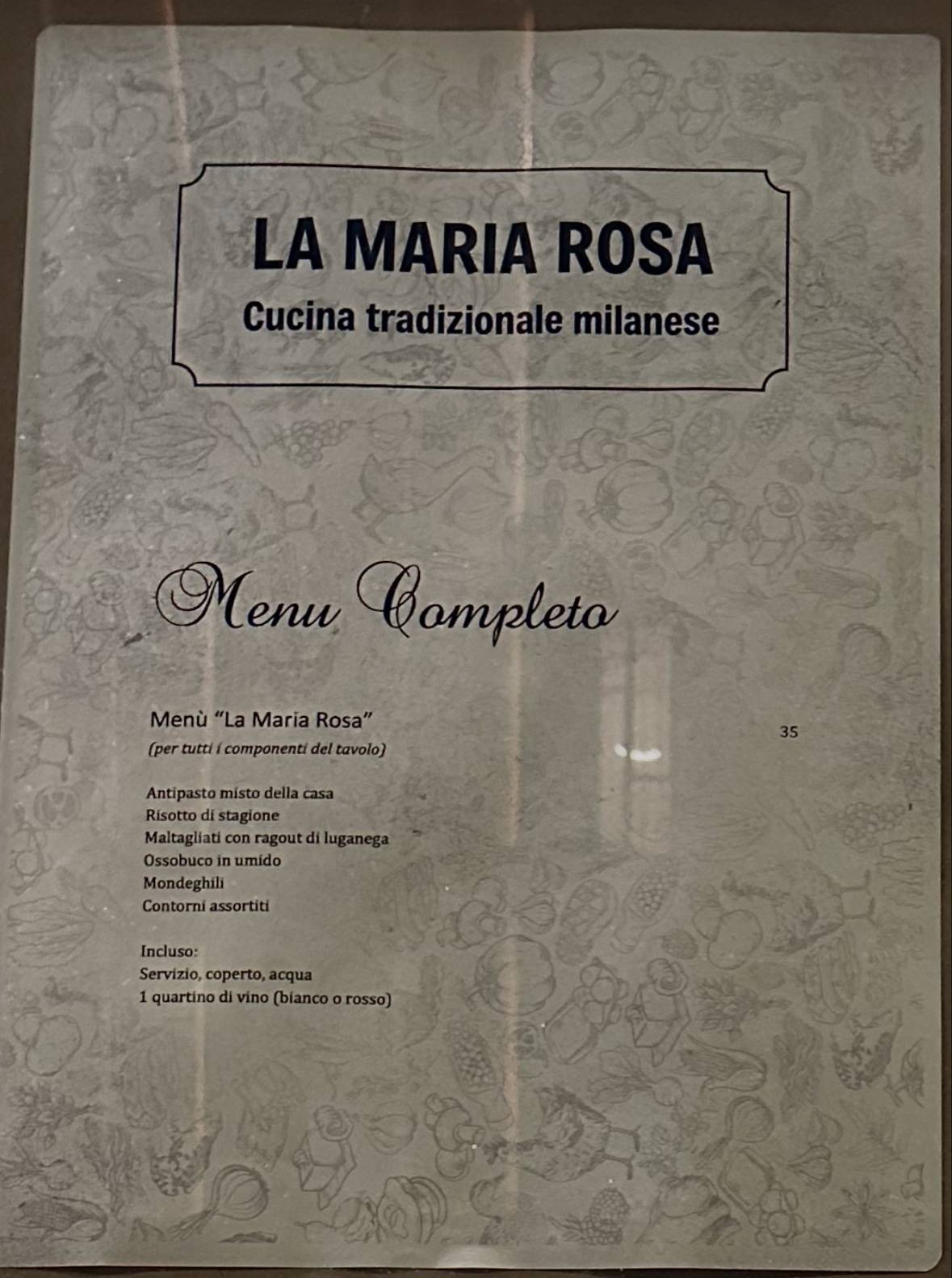 La Maria Rosa меню