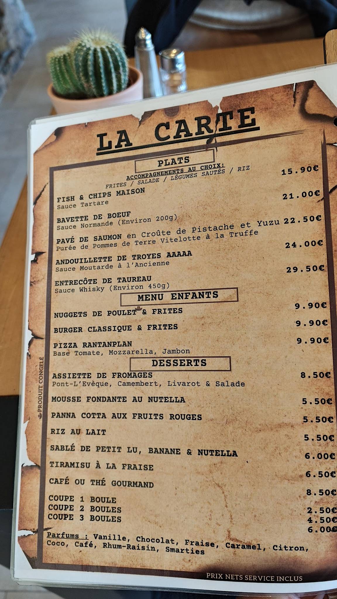 Restaurant Le Ranch меню