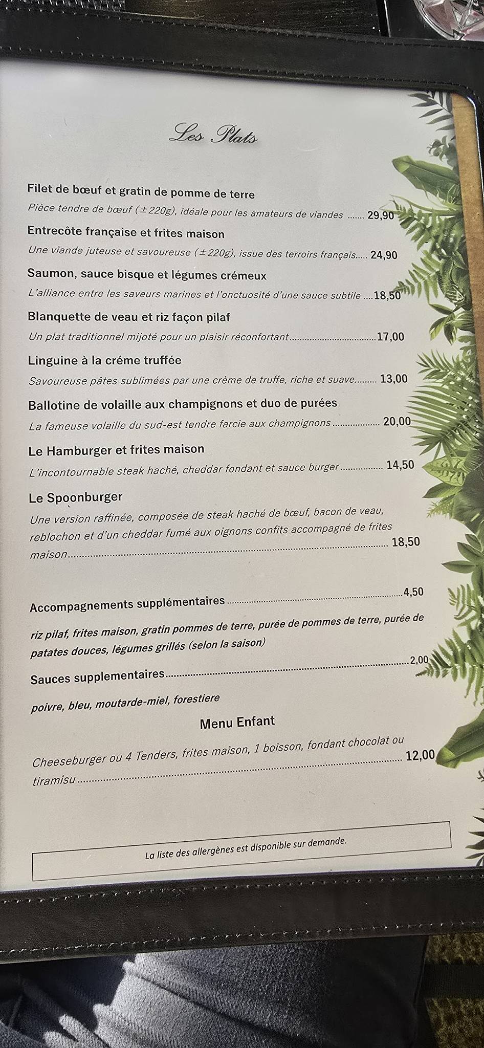 Le Spoon меню