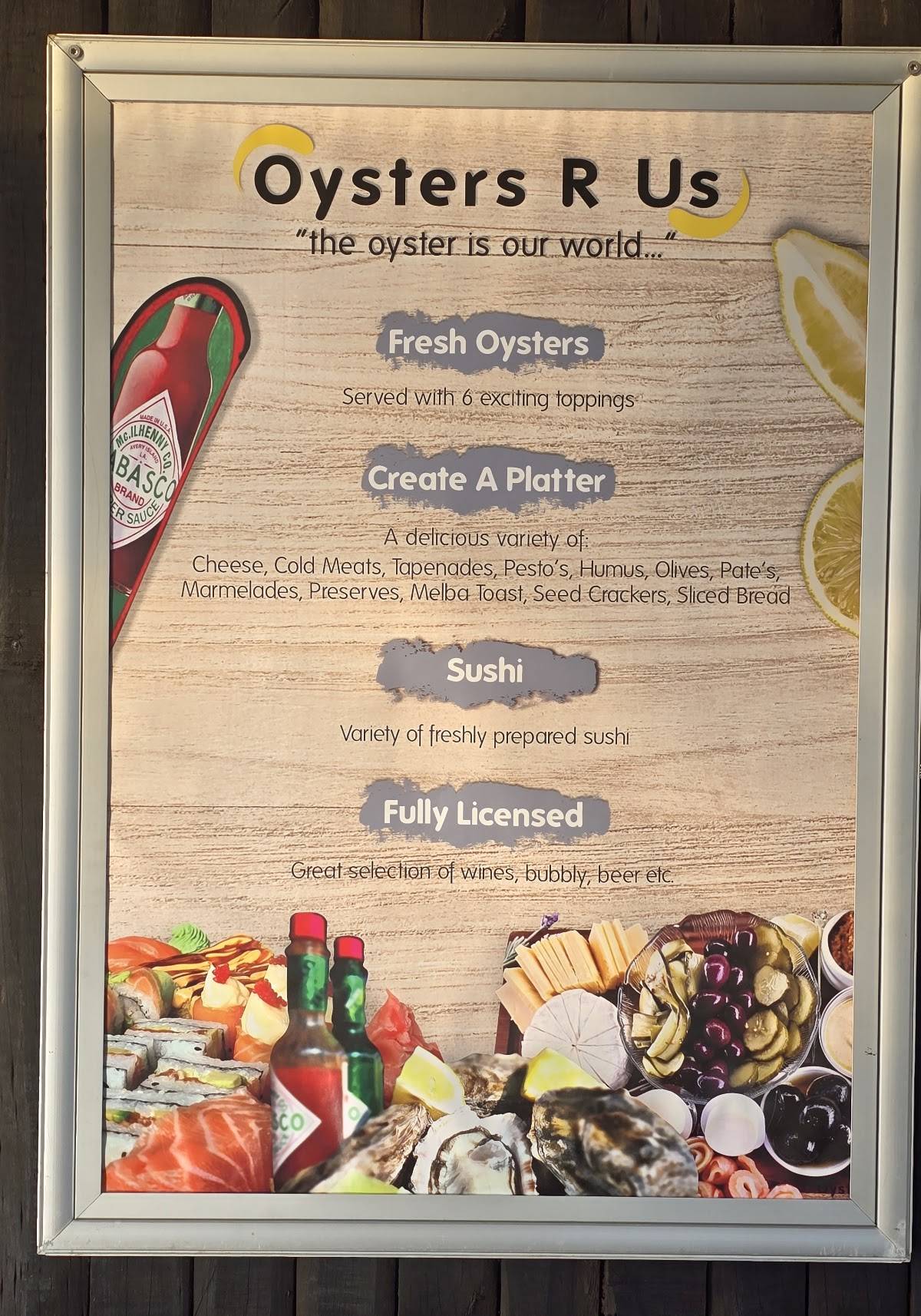 Oysters R Us - Wilderness, Garden Route меню