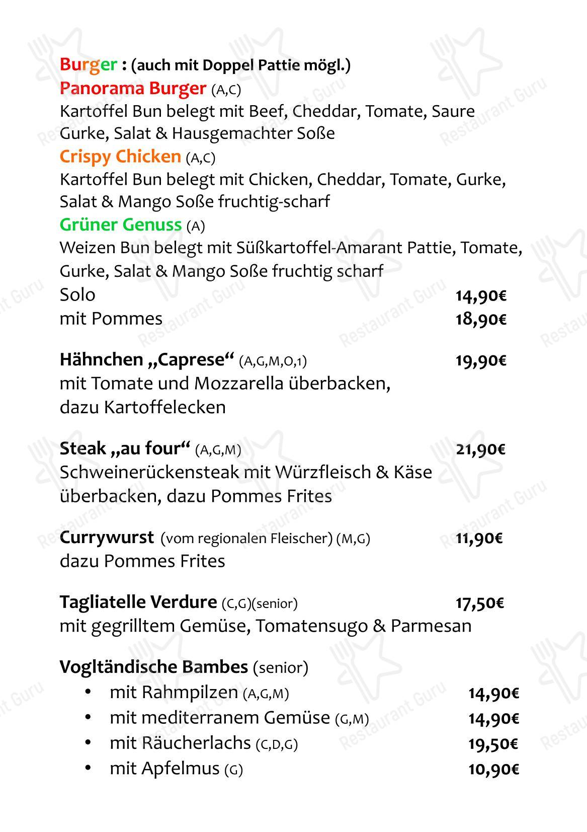 Меню ресторана Restaurant Panorama - Меню