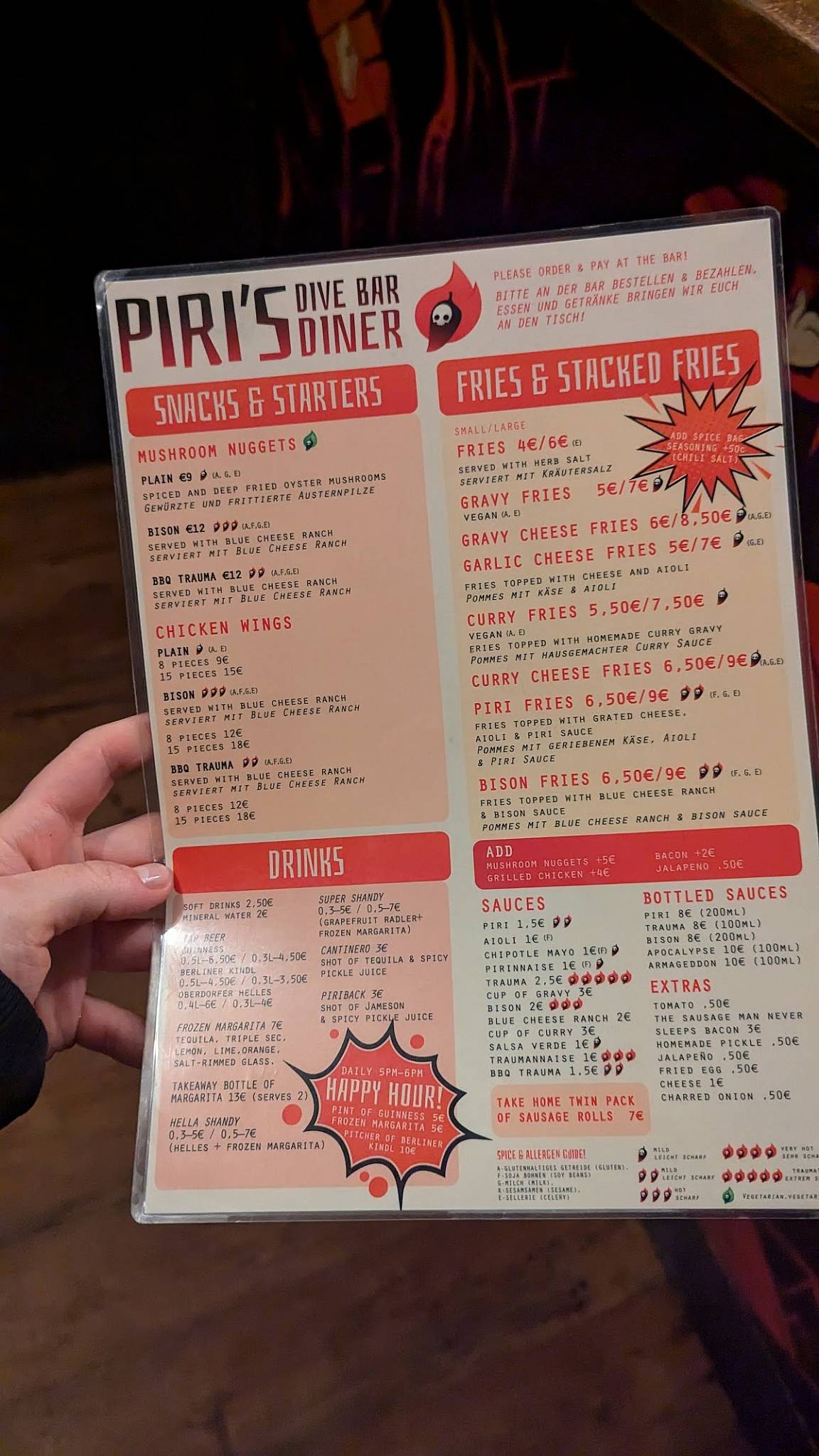 Piri's меню