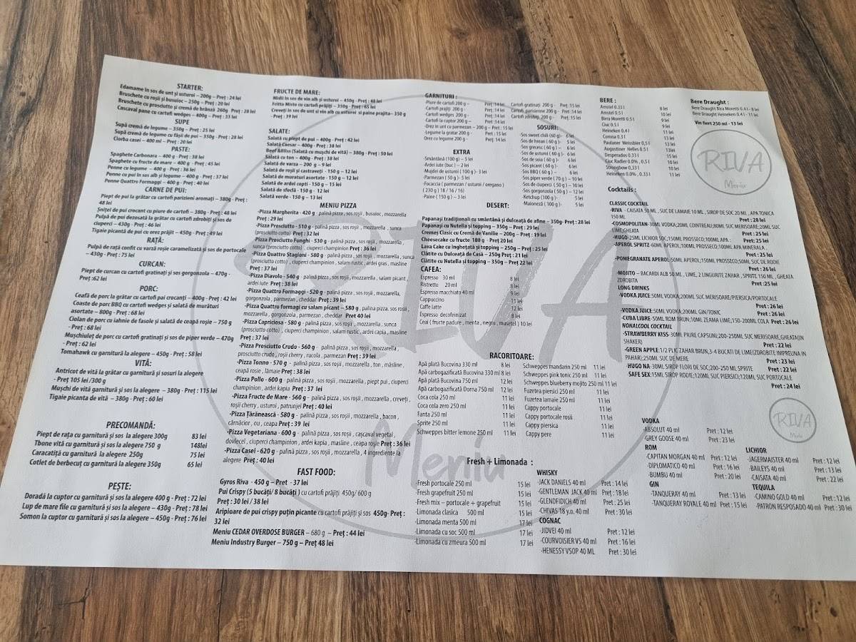 Restaurant RIVA меню