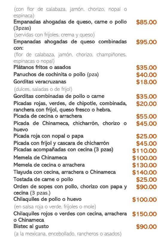 Restaurante El Patio меню