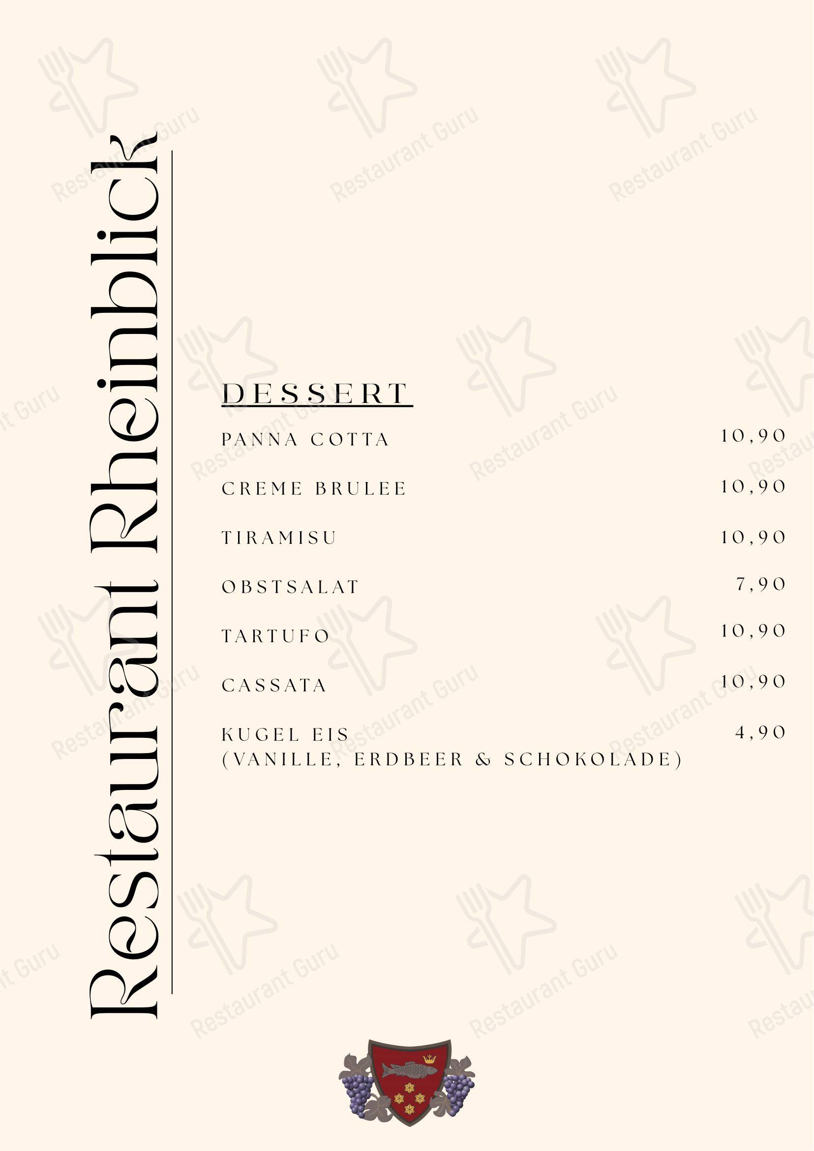 Меню напитков ресторана Restaurant Rheinblick в Ункеле