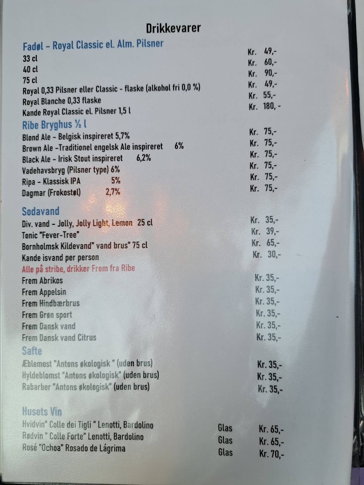 Restaurant Sælhunden меню