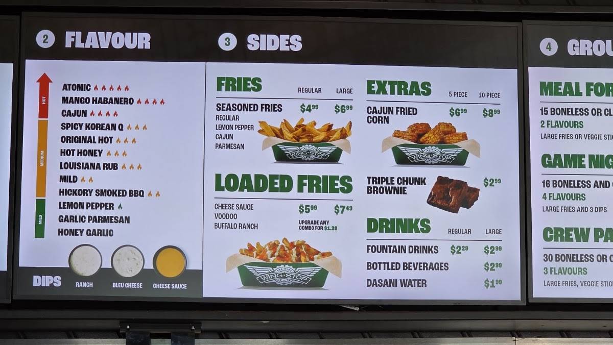 Wingstop меню