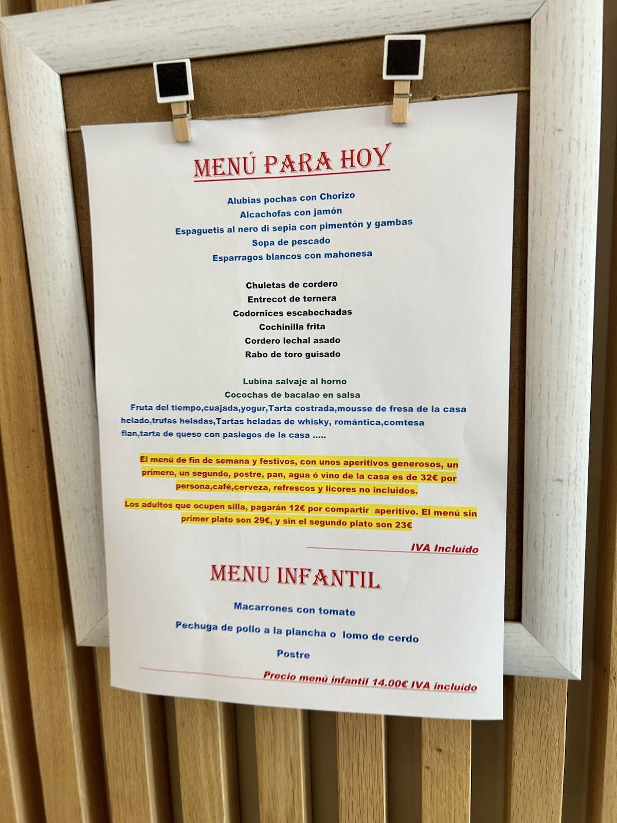 Restaurante Goyo Garray меню