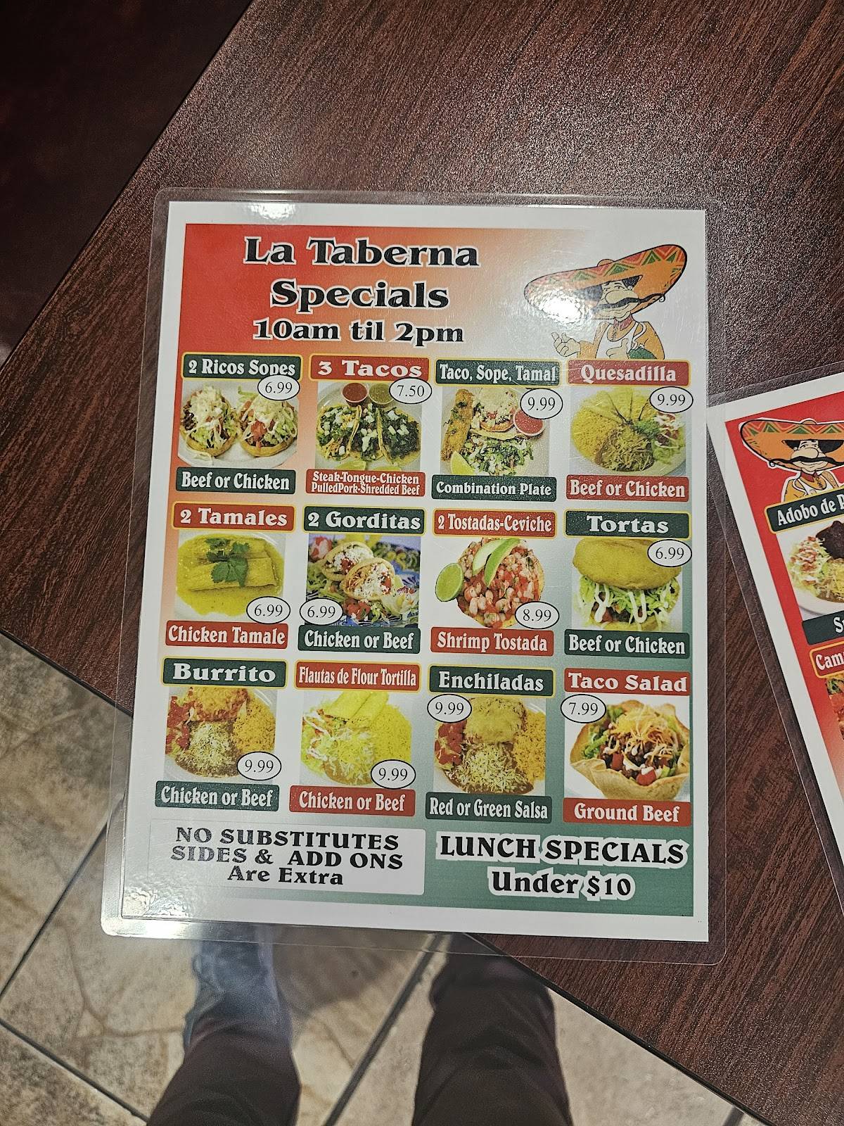 Restaurants La Taberna меню