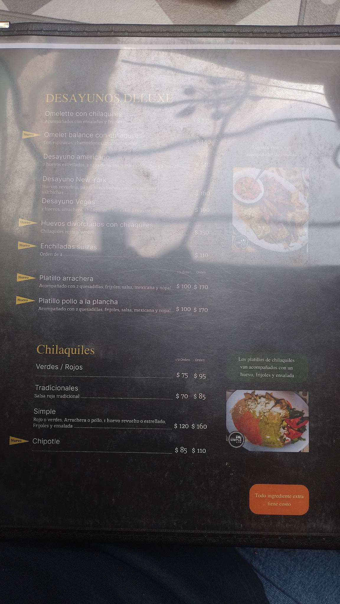 Restaurante Simple меню