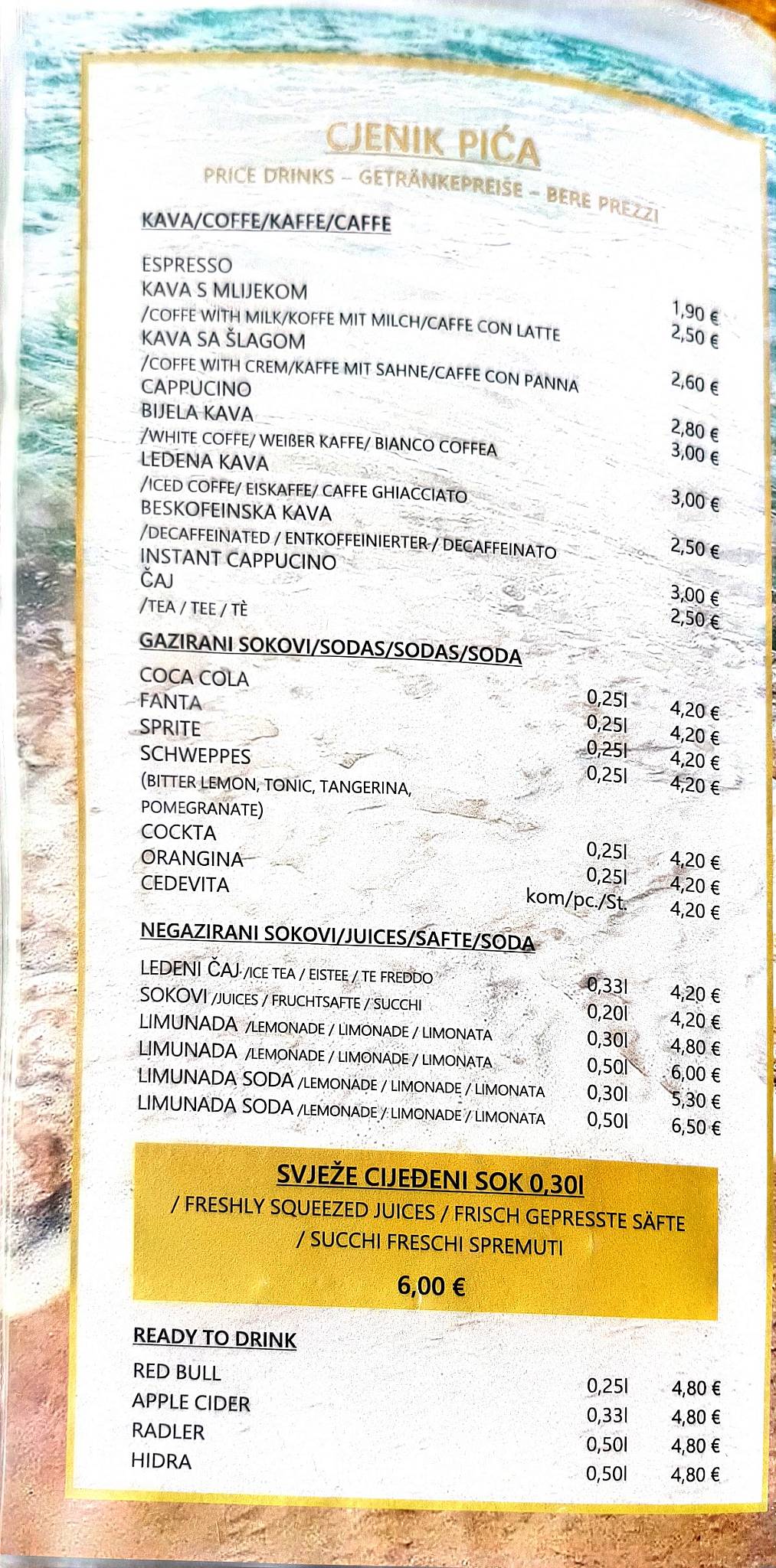 Restoran Zeus меню
