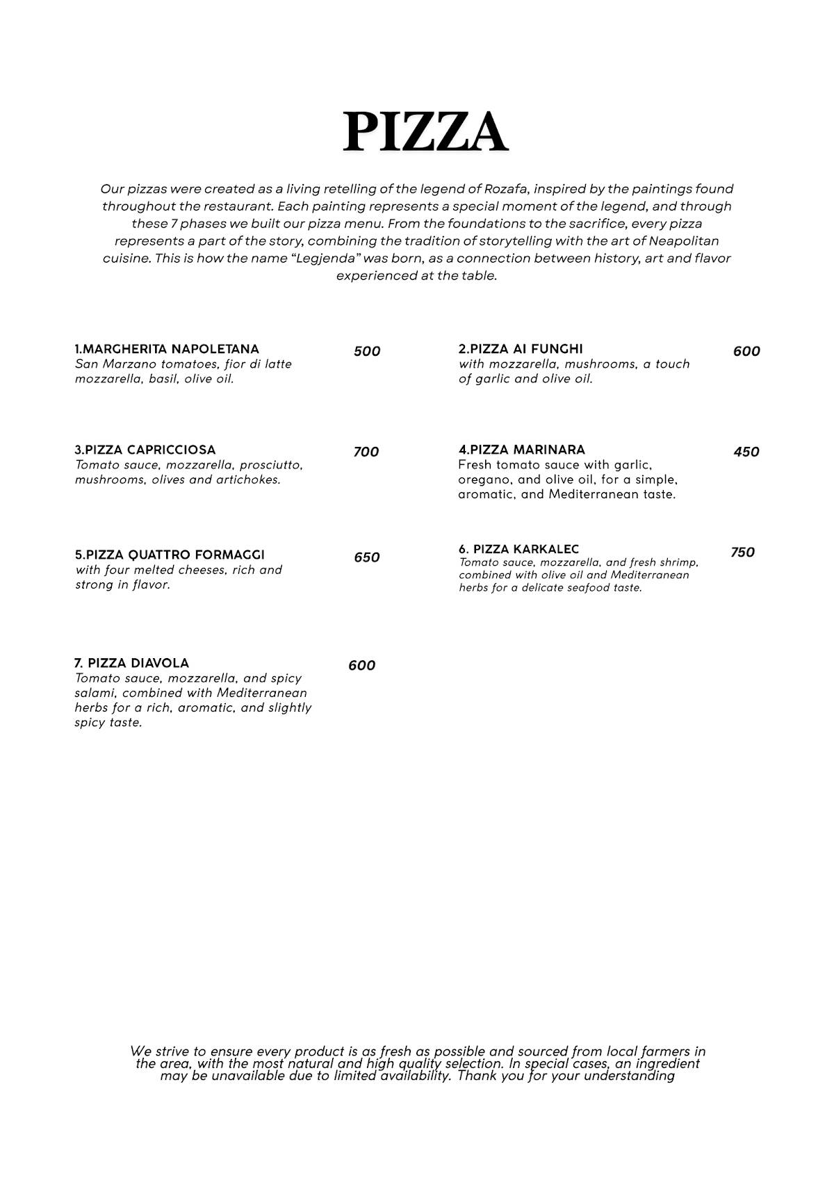 Restorant Legjenda меню