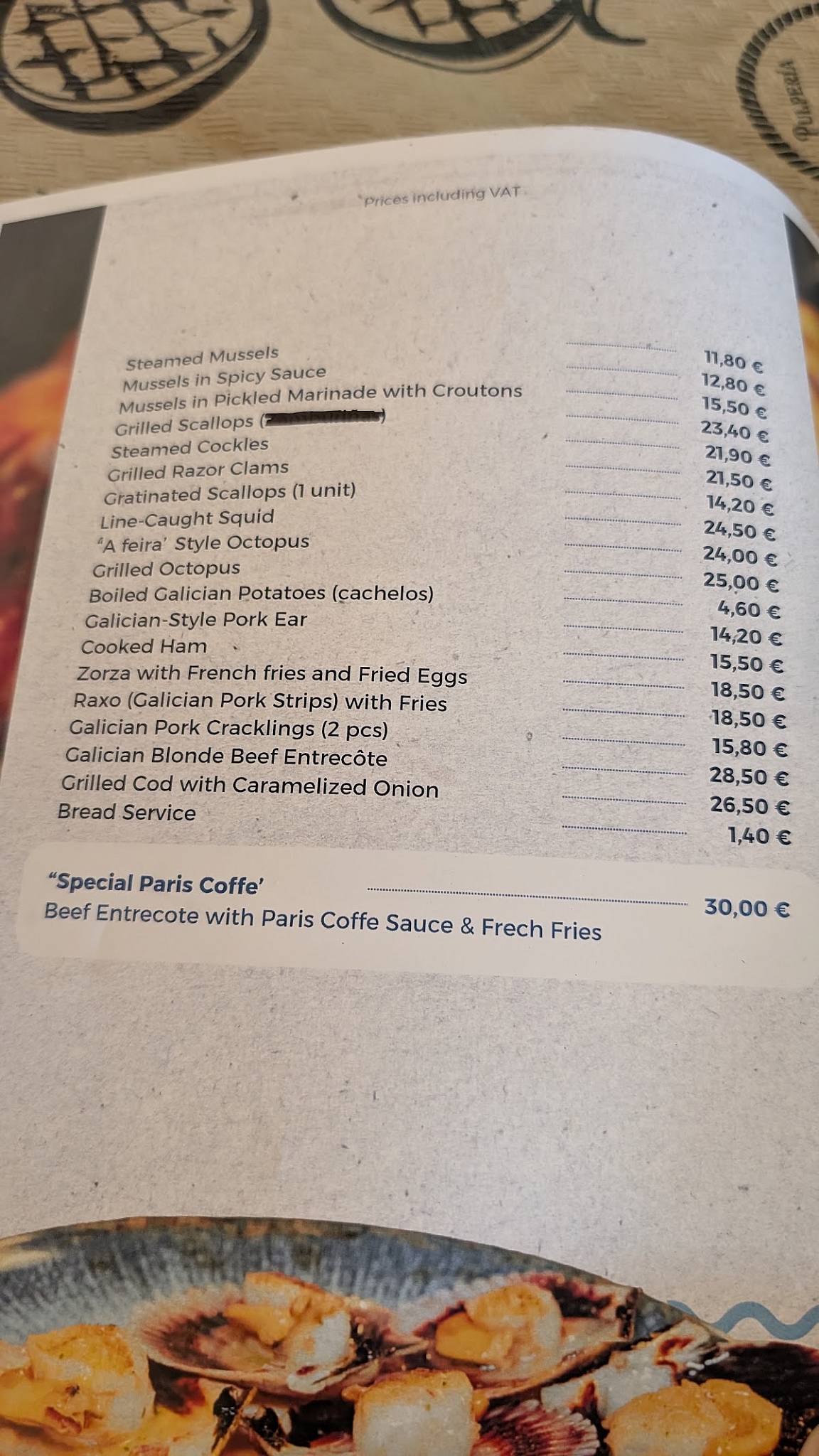 Pulpería Mar de Rinlo меню