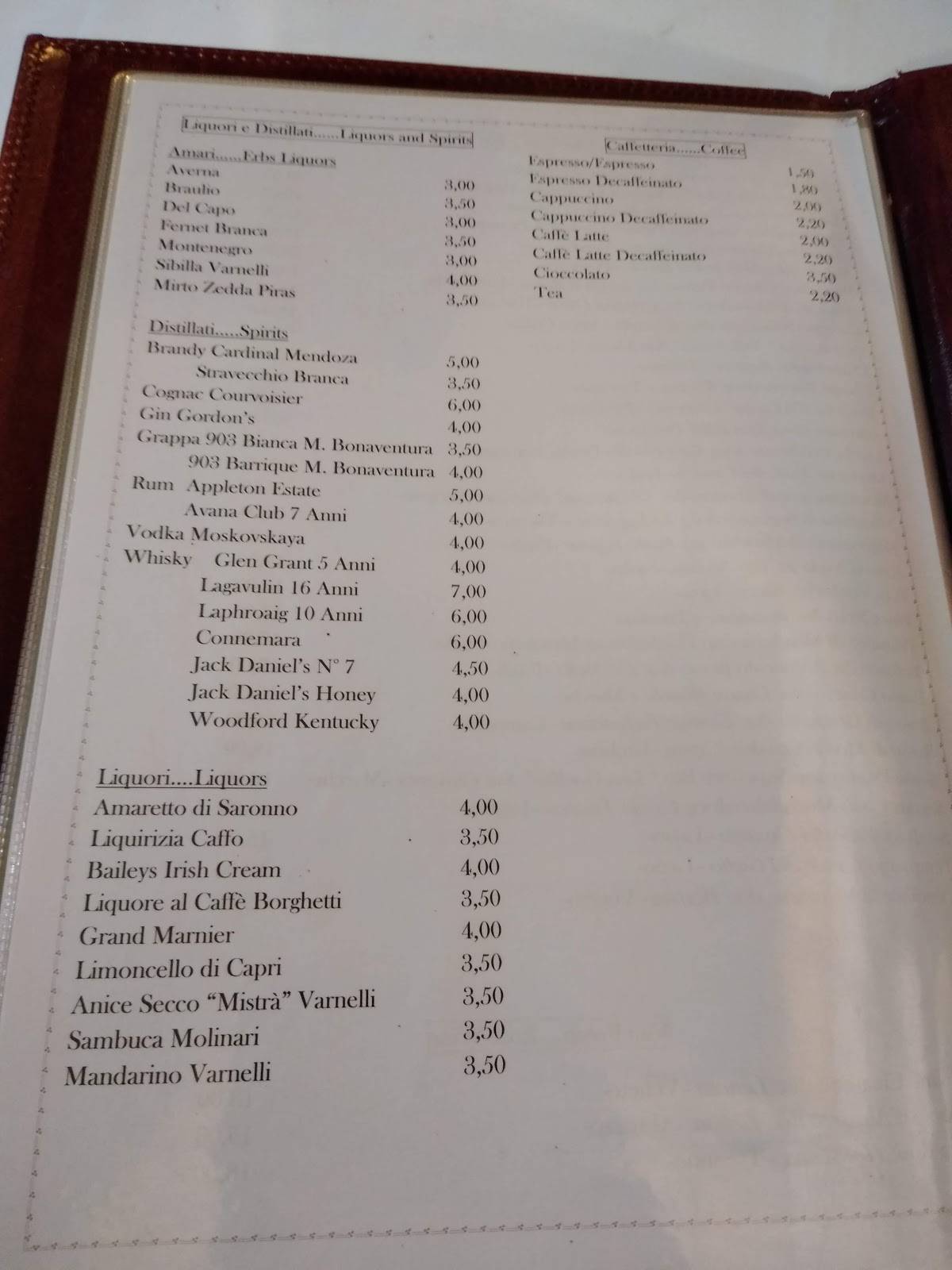 Ristorante Caselli - Pizzeria Rosticceria меню