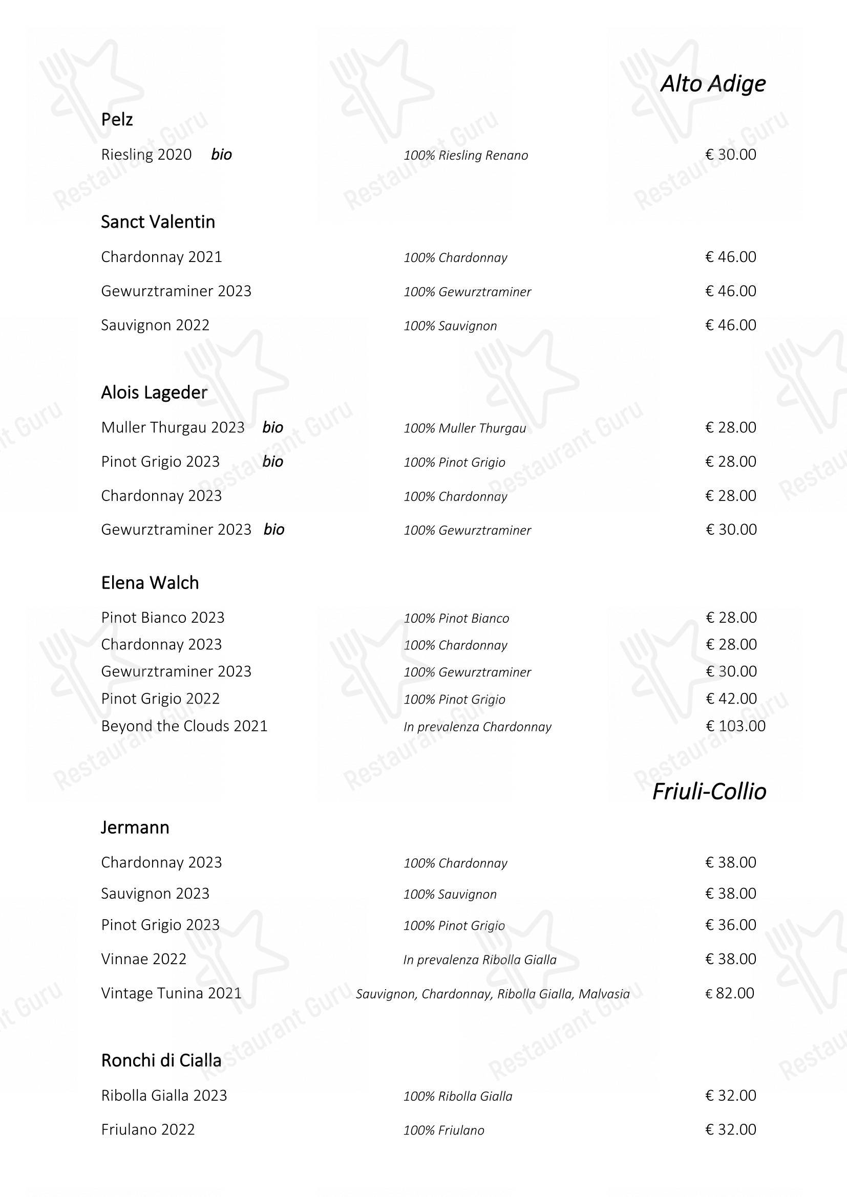 Меню ресторана Ristorante Consolini - Основное меню
