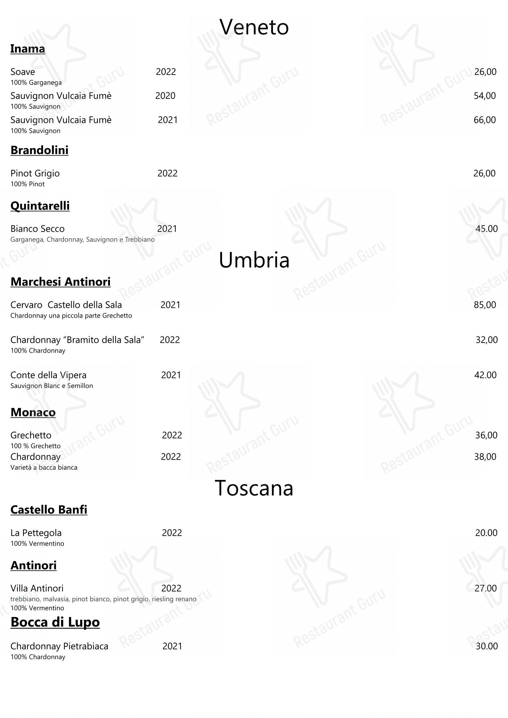 Ristorante Consolini в Риме - 菜单