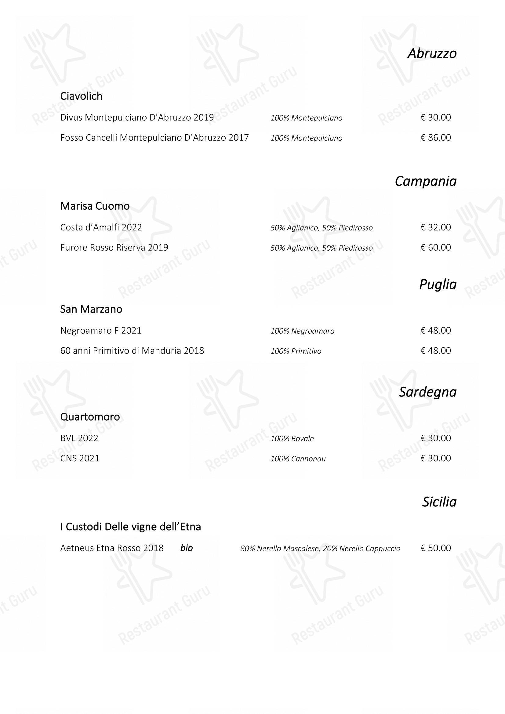 Меню ресторана Ristorante Consolini - Основное меню