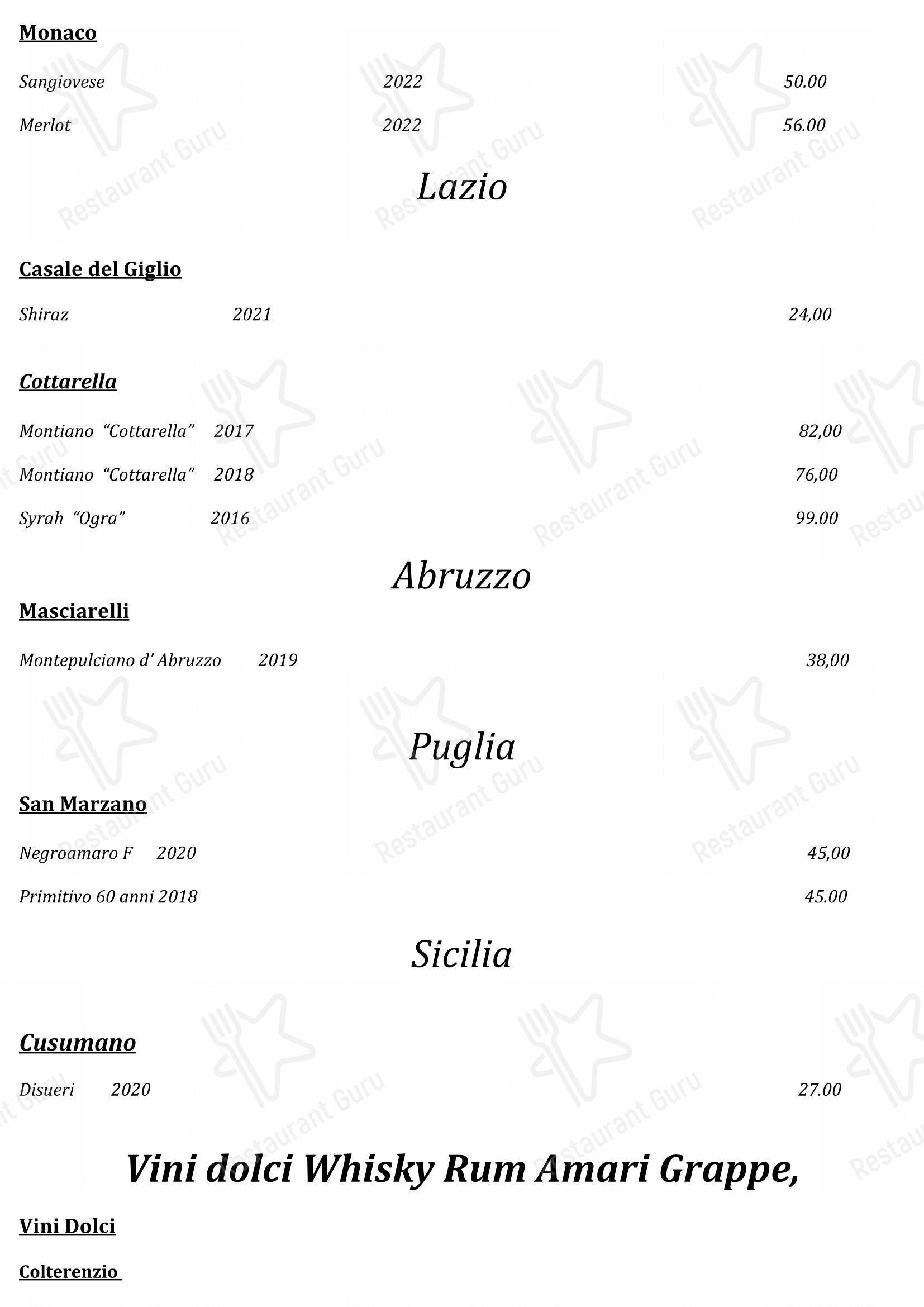 Ristorante Consolini в Риме - 菜单