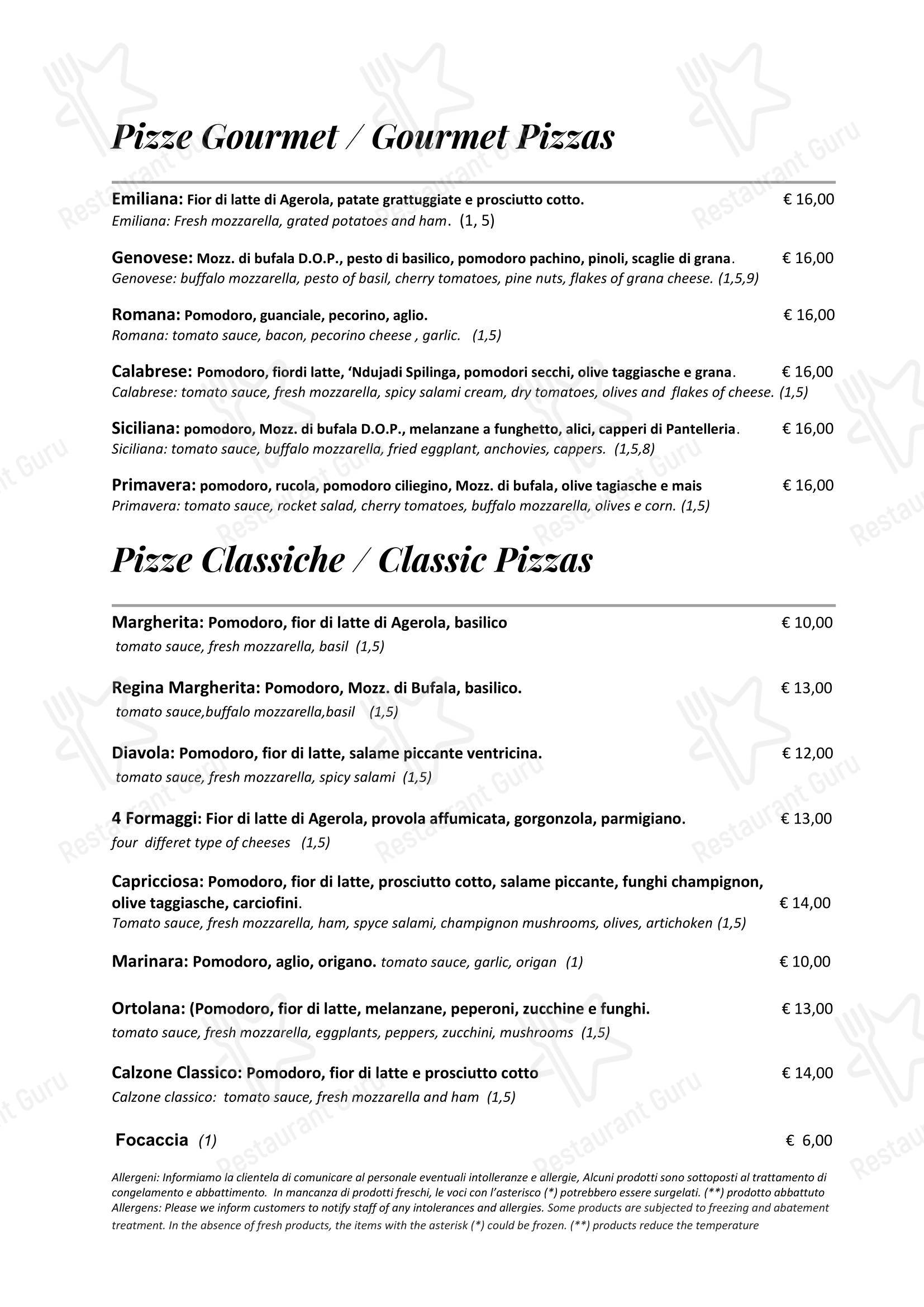 Меню ресторана Ristorante Cotto - Dharma Group в Риме