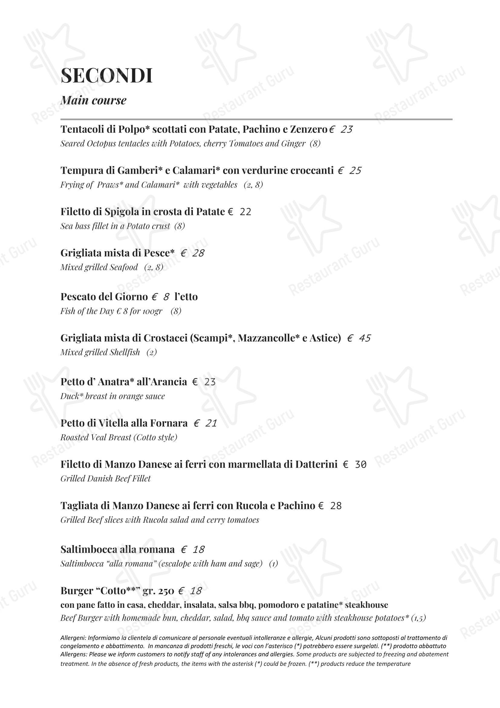 Меню ресторана Ristorante Cotto - Dharma Group - Меню
