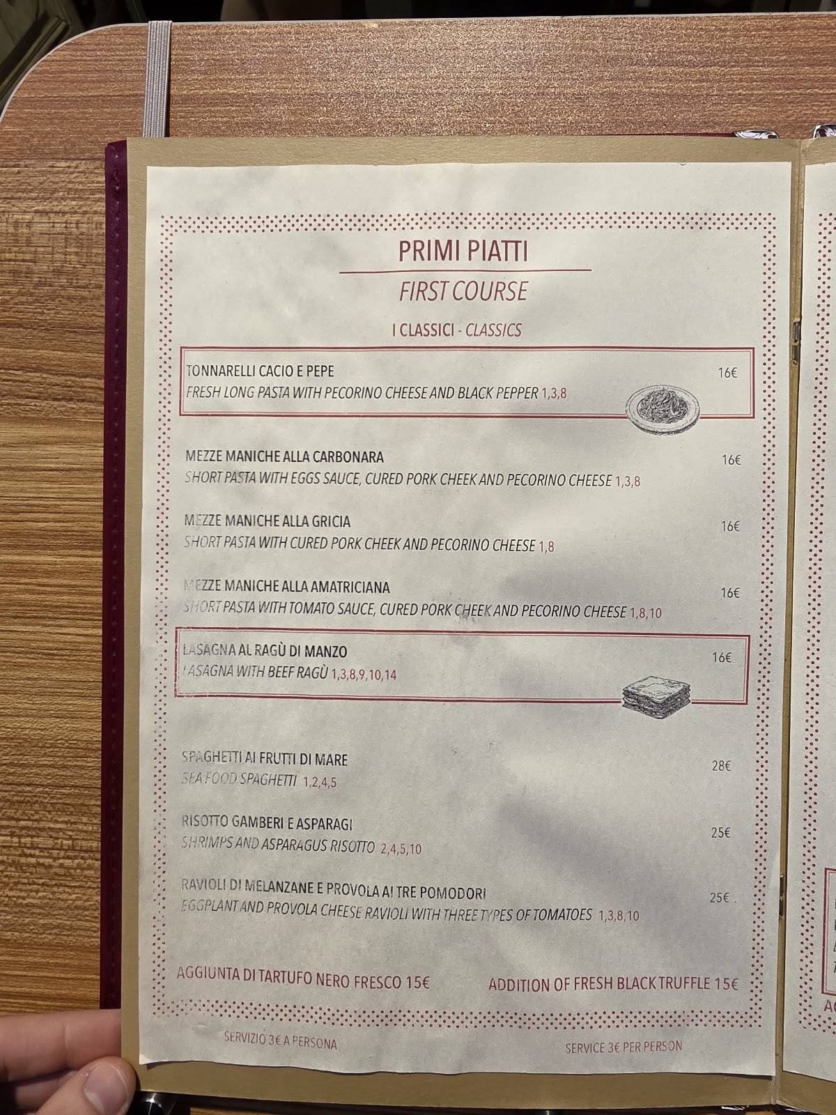 Ristorante Dillà меню