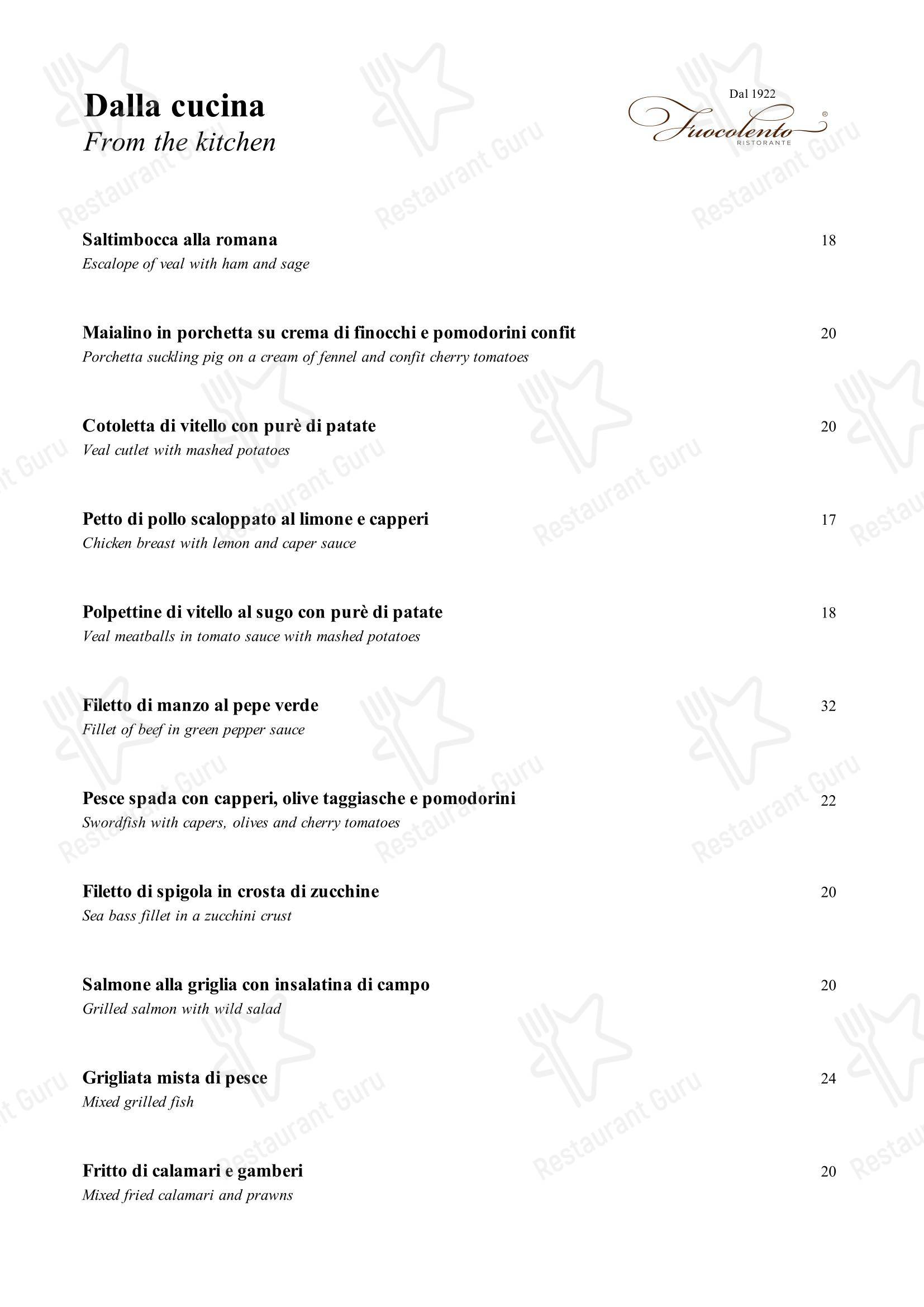 菜单 ресторана Ristorante Fuocolento