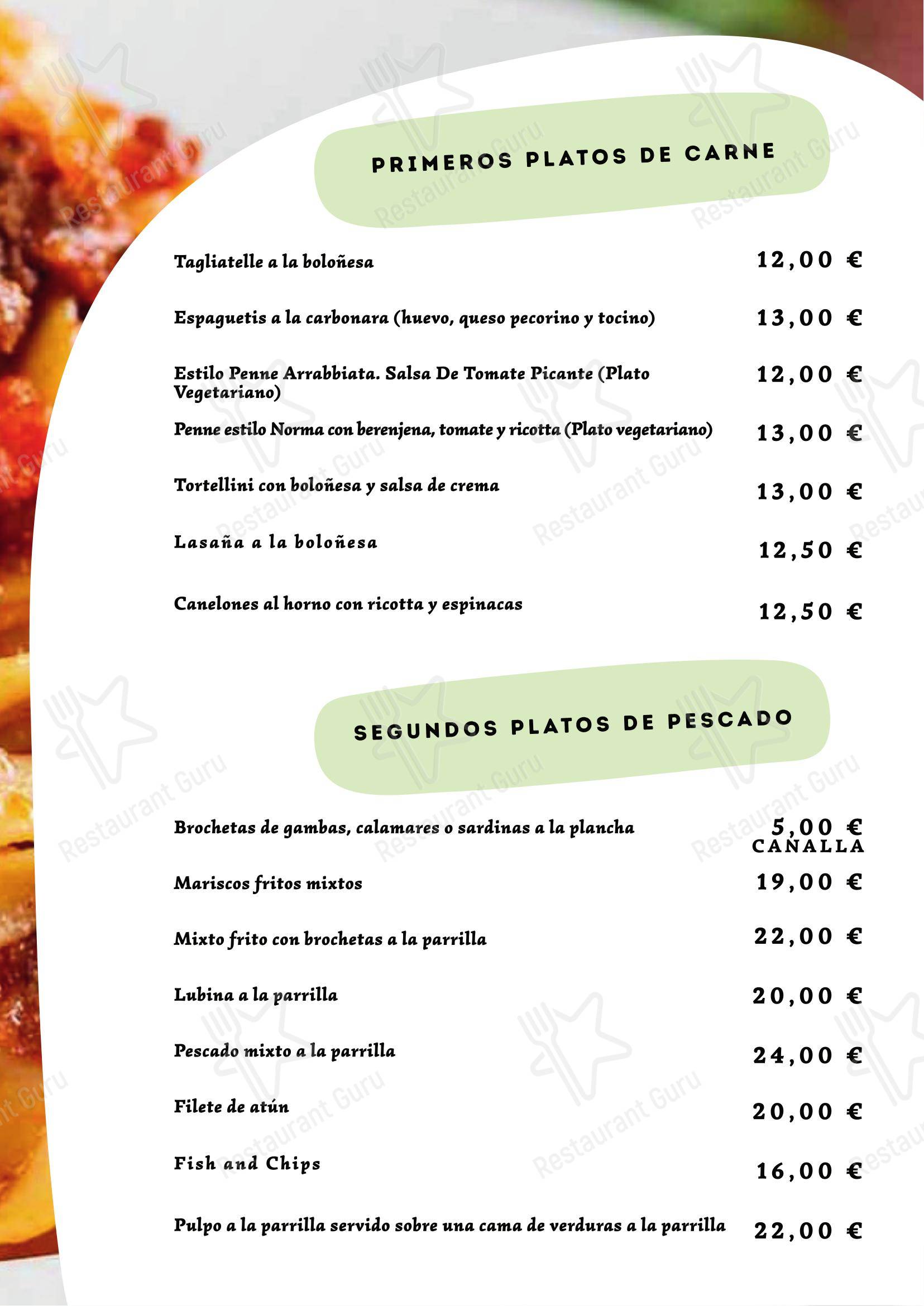 Меню напитков паба и бара Ristorante Pizzeria Auriga в Риваццурре