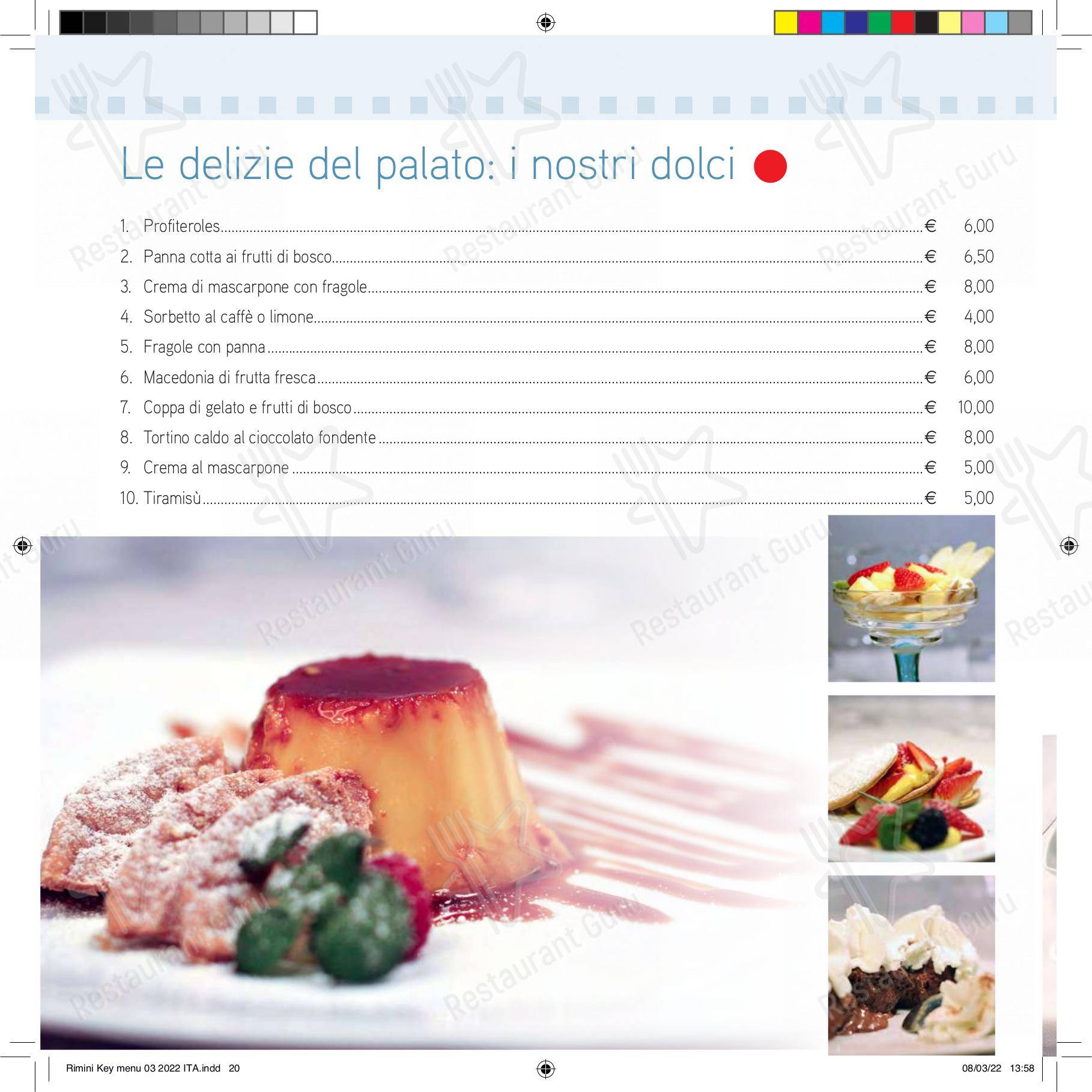 Меню ресторана Ristorante Pizzeria Rimini Key - Меню