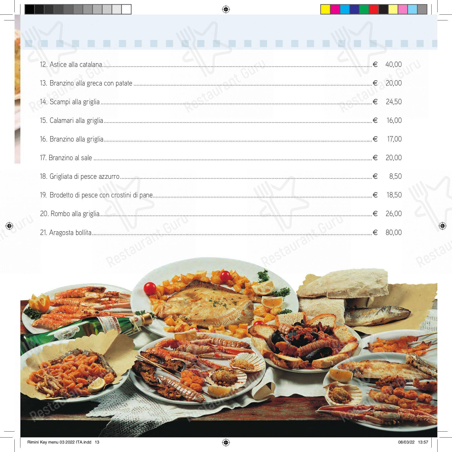 Меню ресторана Ristorante Pizzeria Rimini Key в Римини
