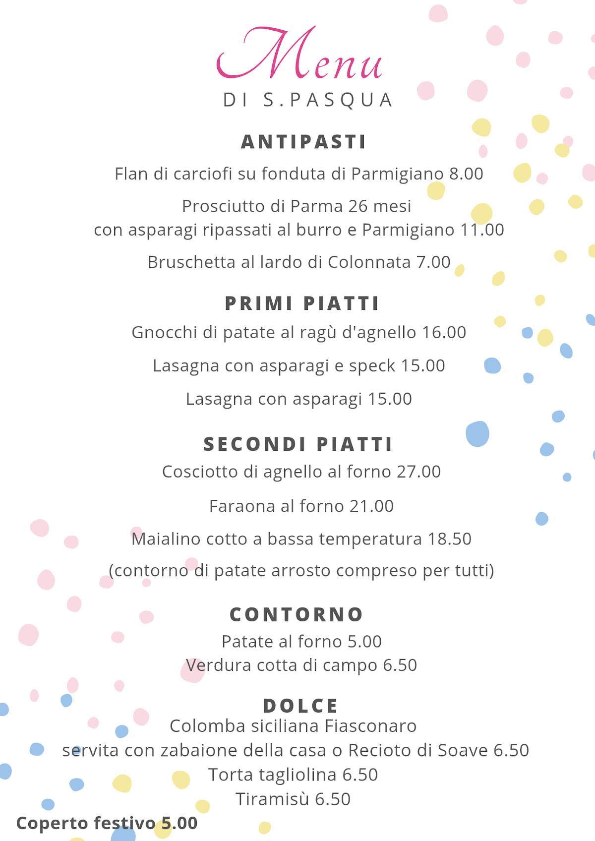 Ristorante Raccano меню