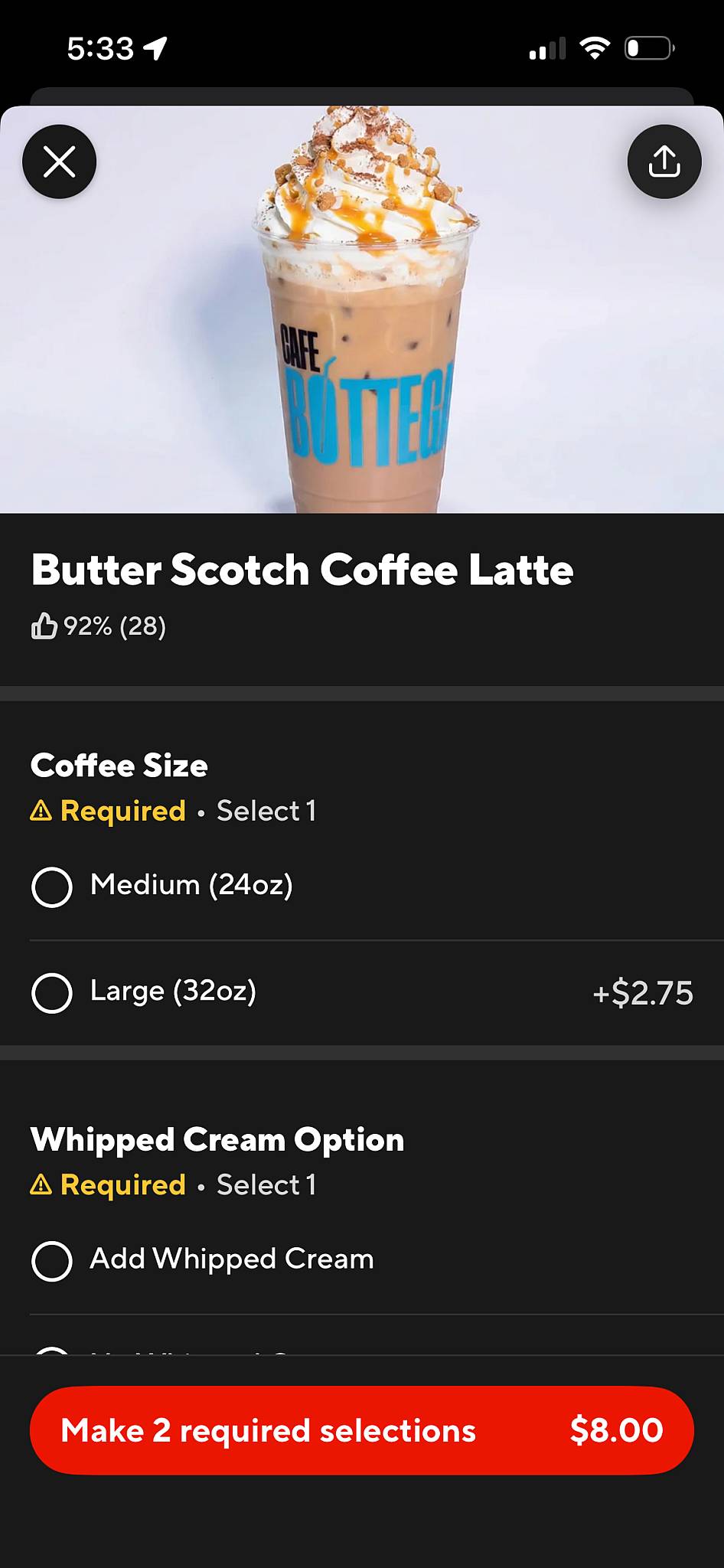 Cafe Bottega меню
