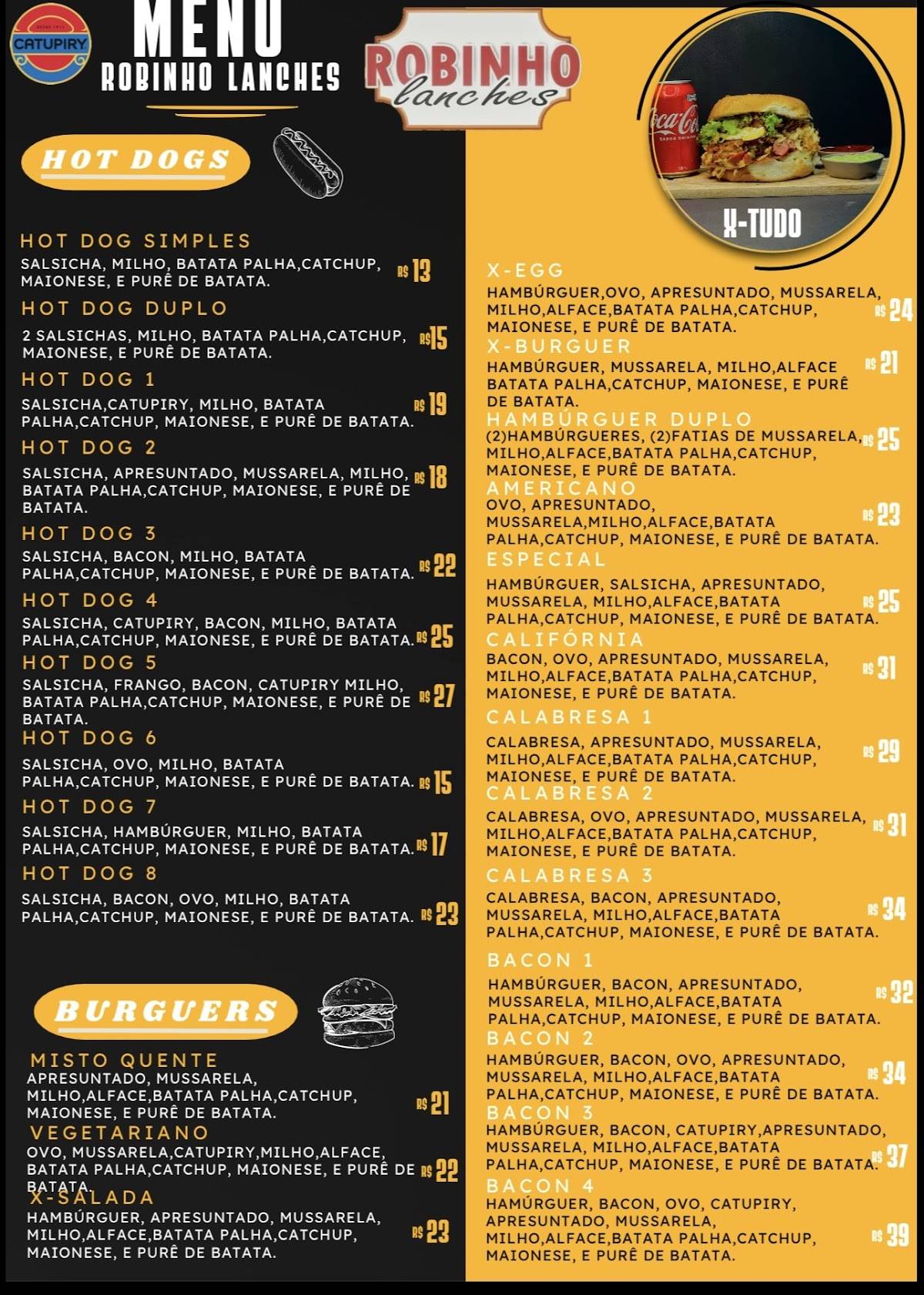 Robinho Lanches меню
