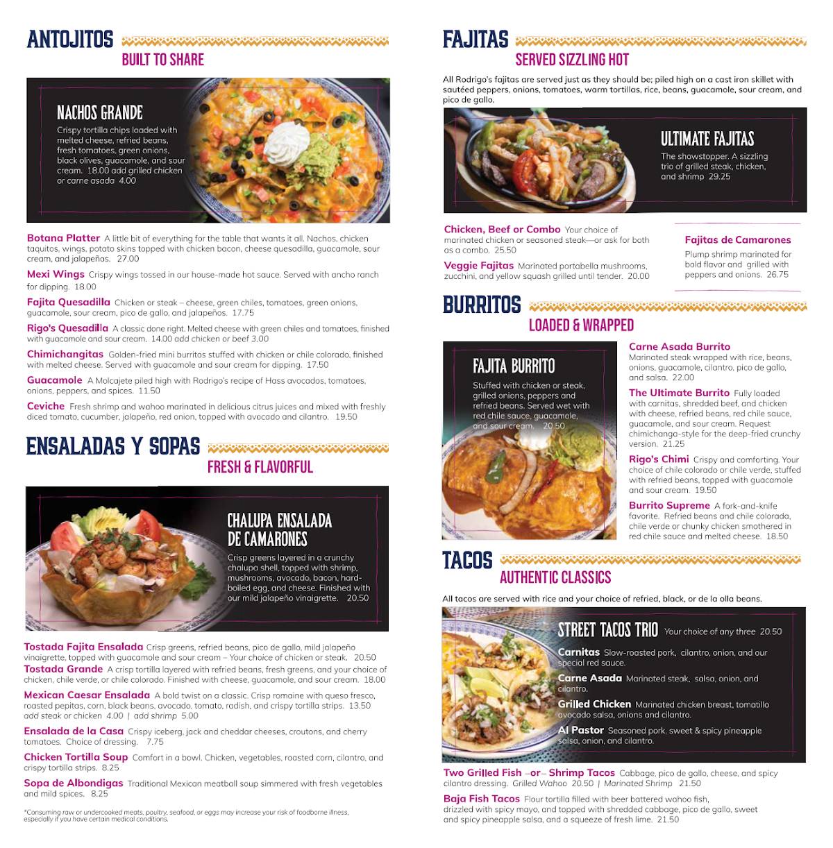 Rodrigo's Mexican Grill меню