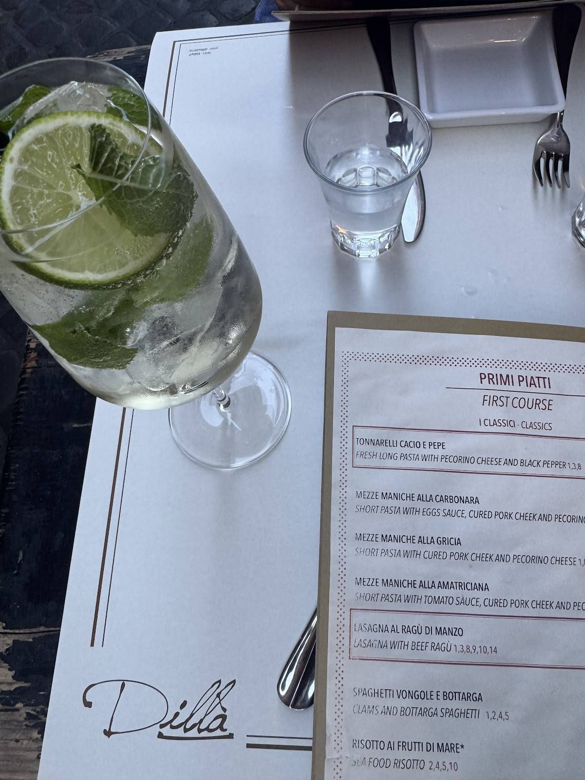 Ristorante Dillà меню
