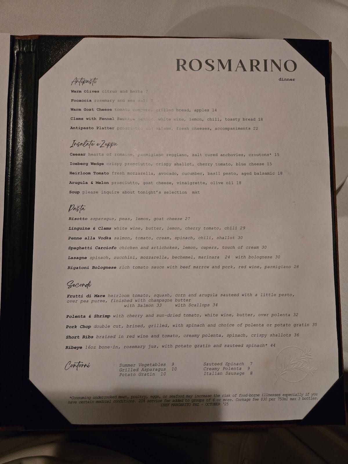 Rosmarino меню