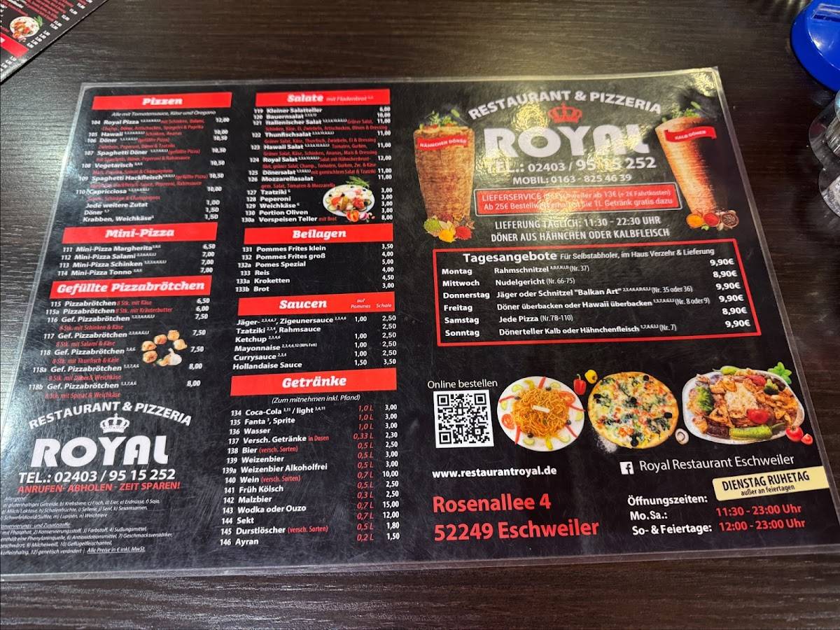Royal Restaurant меню