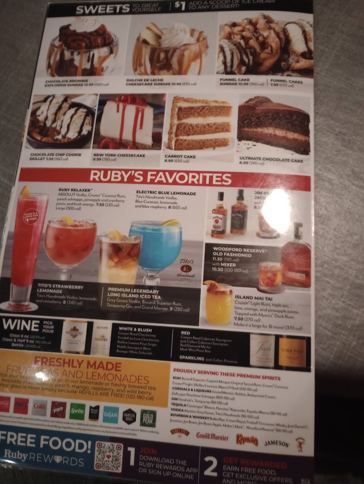 Ruby Tuesday меню