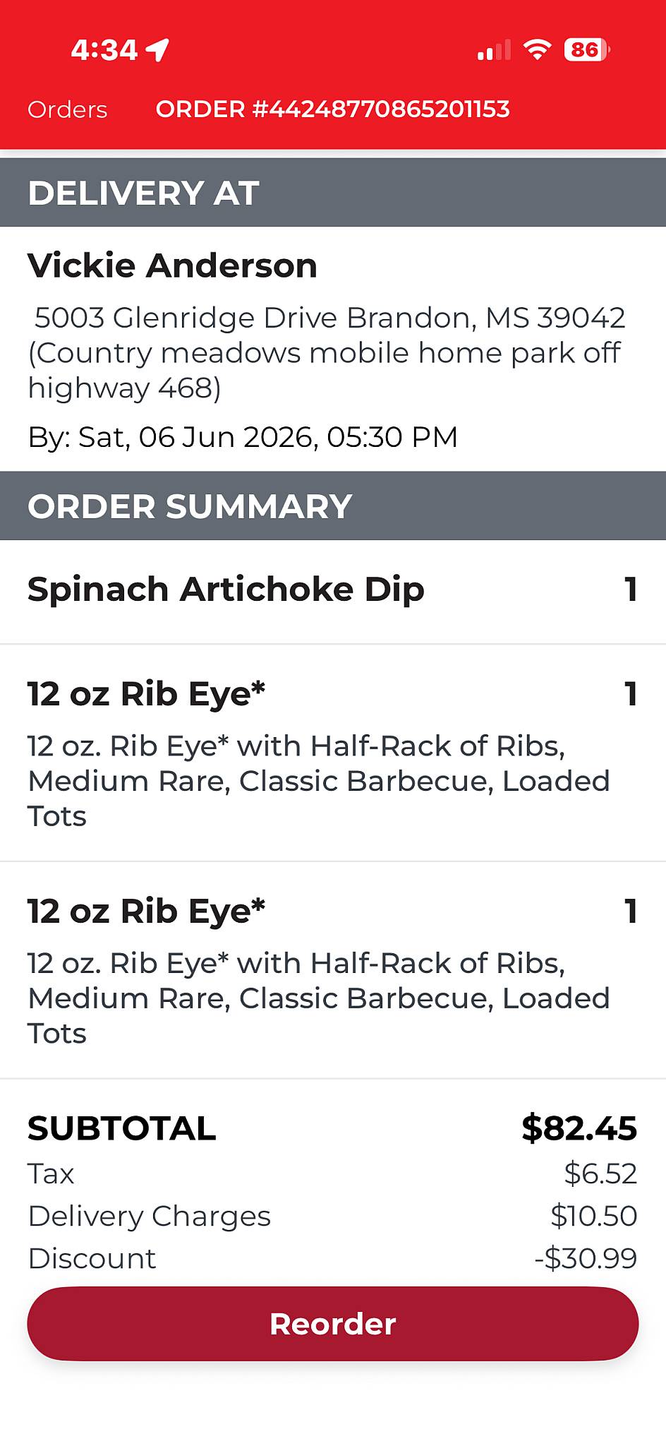 Ruby Tuesday меню