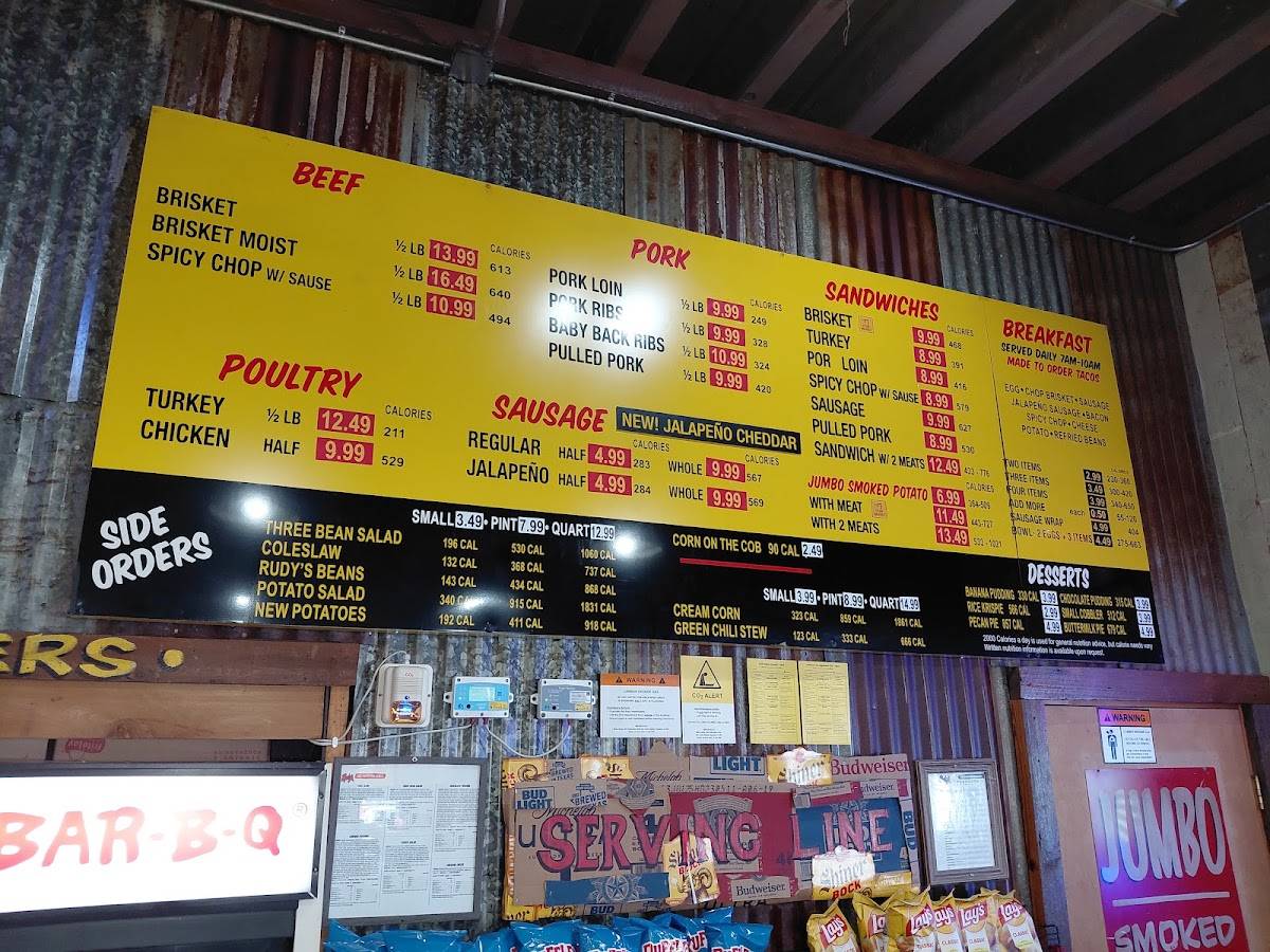 Rudy's "Country Store" and Bar-B-Q меню