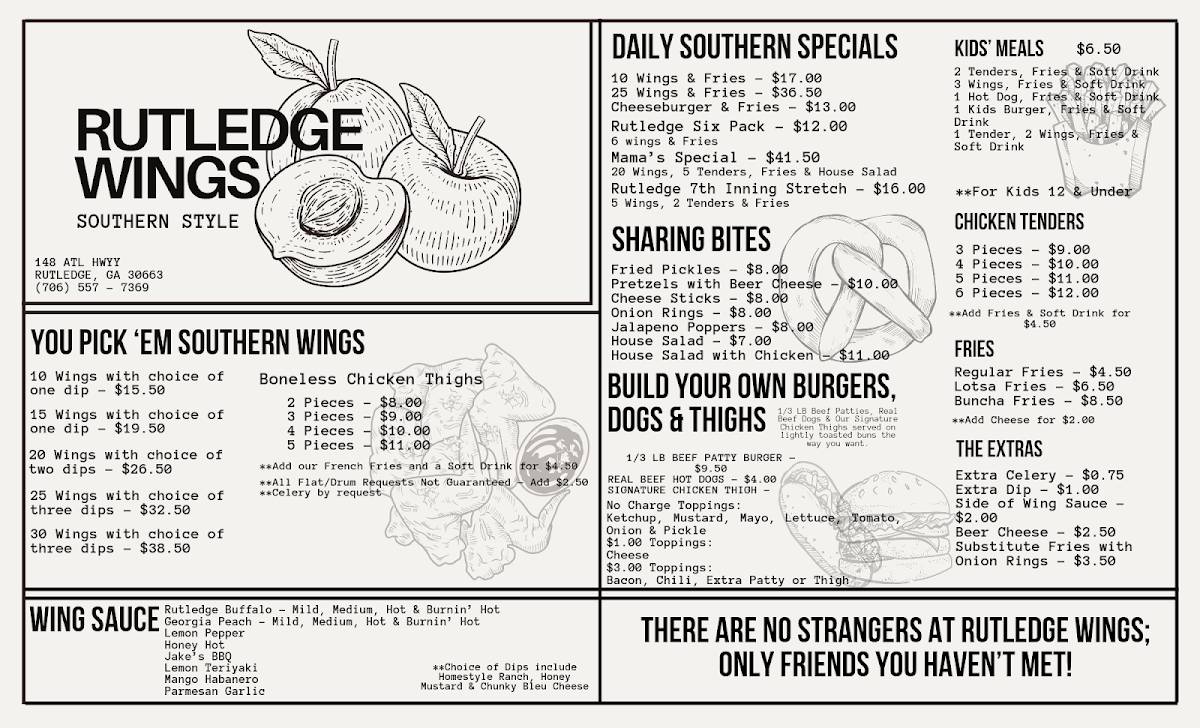 Rutledge Wings меню