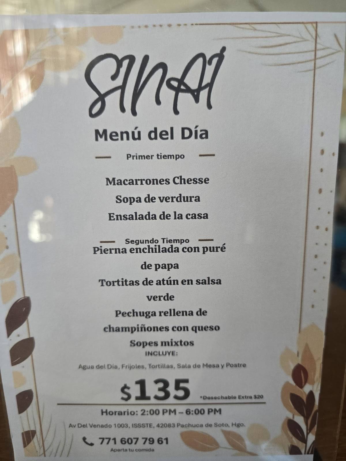 SINAÍ COMEDOR меню
